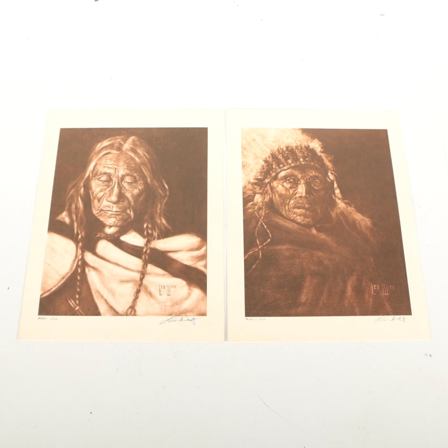 Leo Witz Limited Edition Offset Lithographs "Chief Regis" and "Showetit - Caddo"