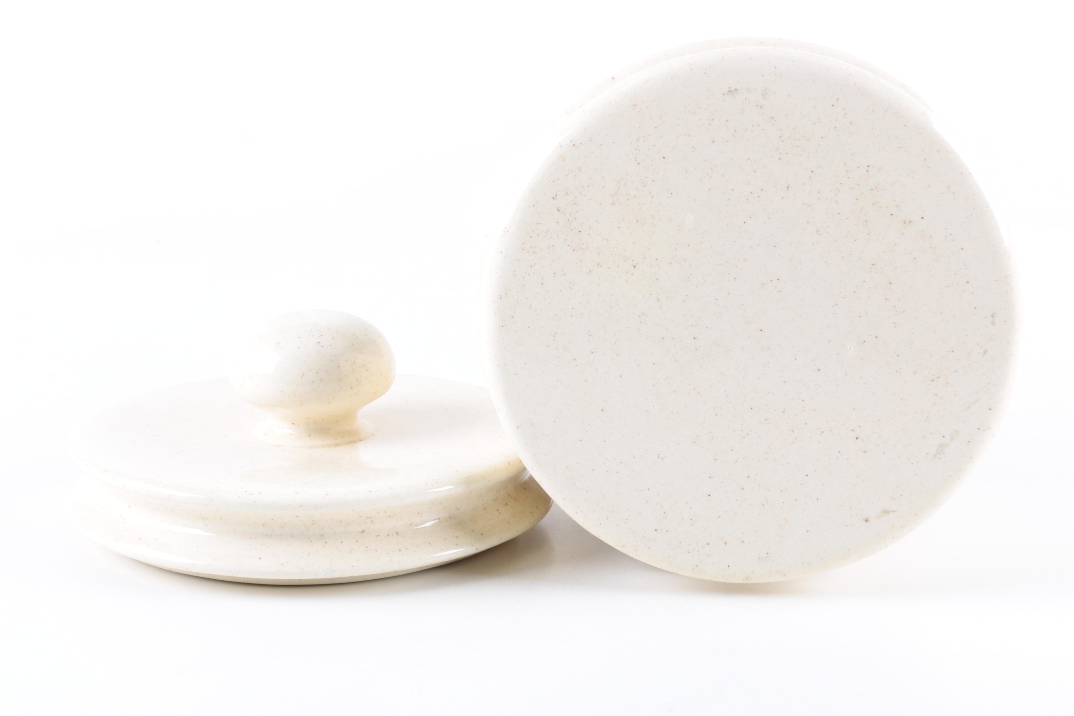 Porcelain Cookie Jar with Rural Scene