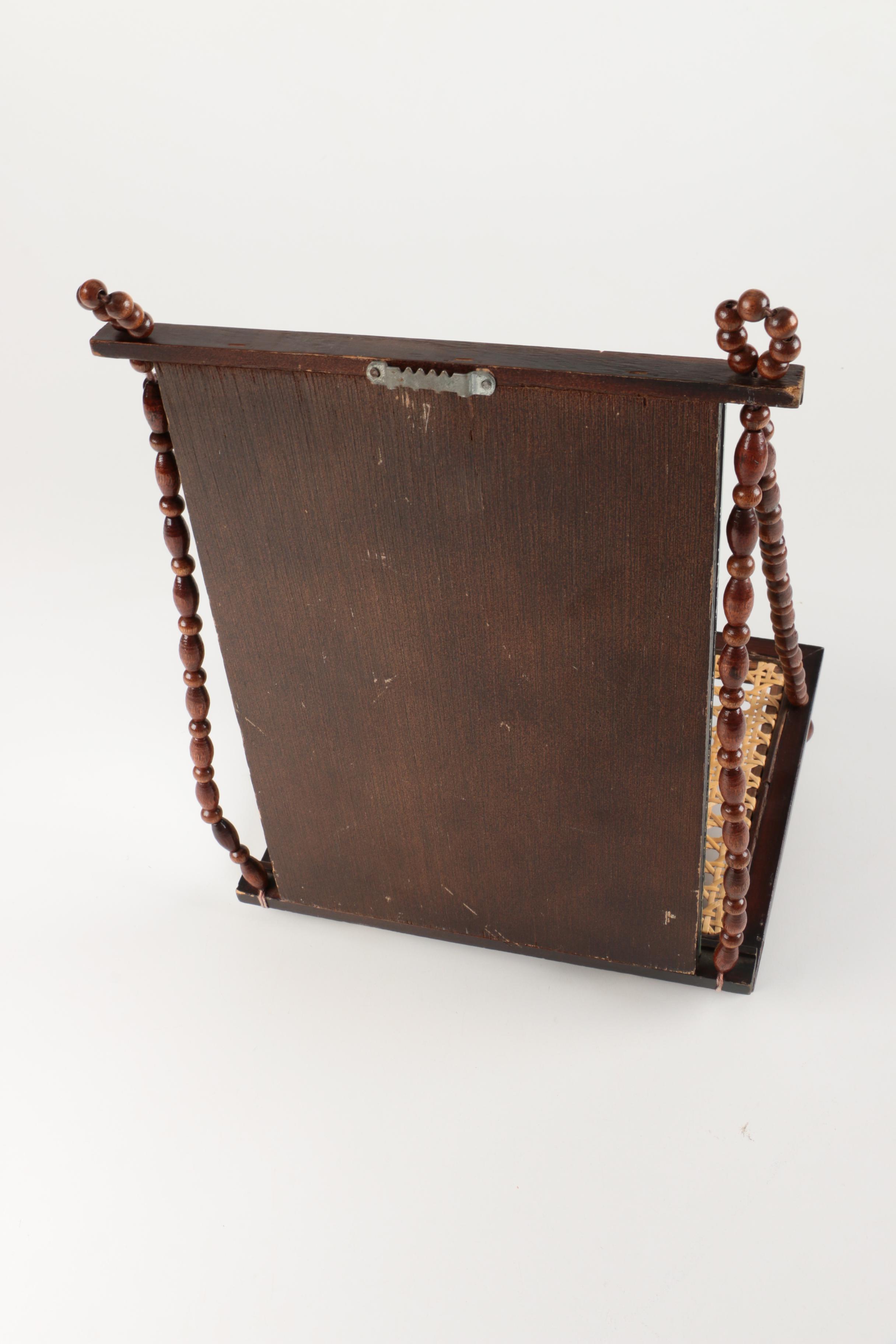 Hanging Wall Mirror with Cane Shelf