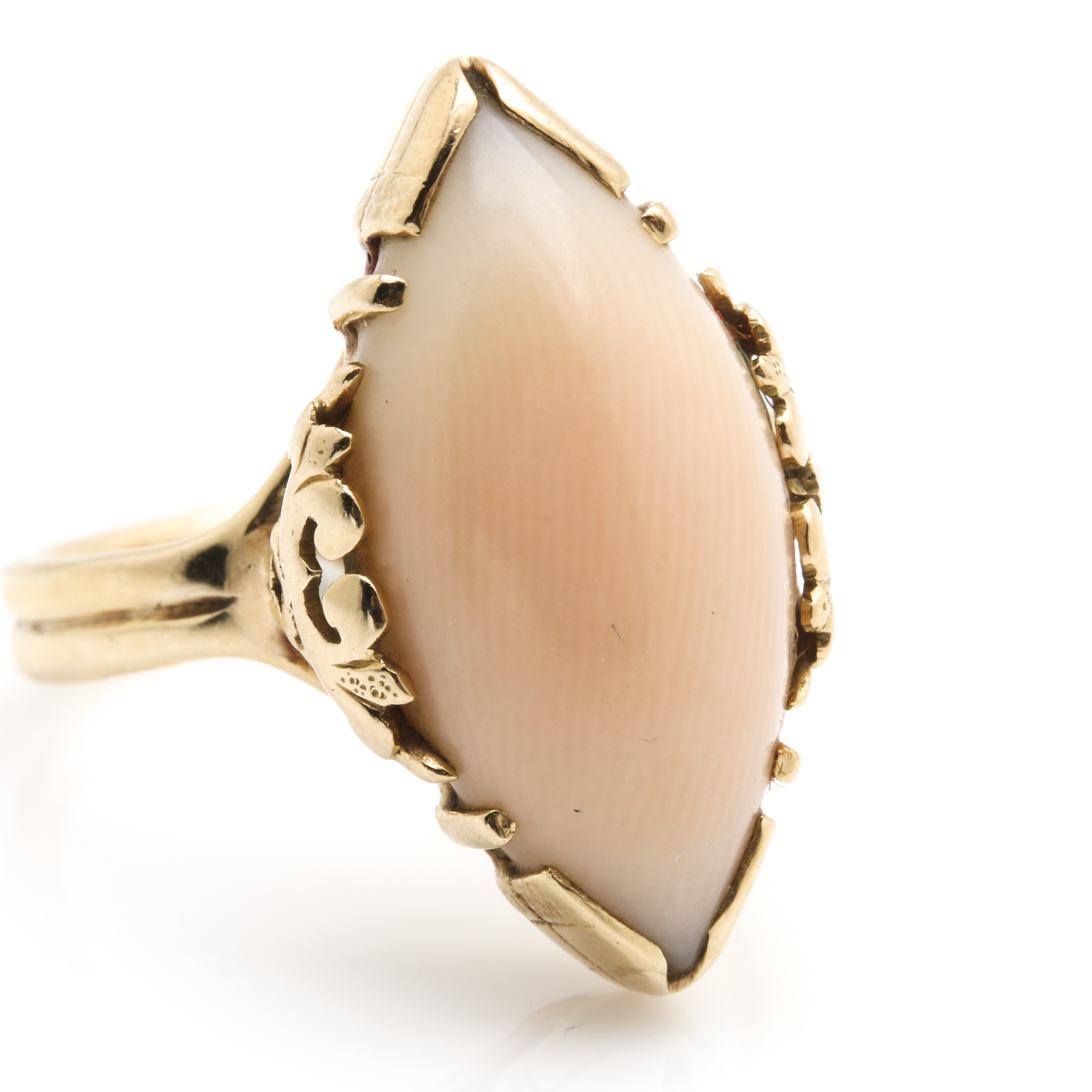 14K Yellow Gold Coral Ring