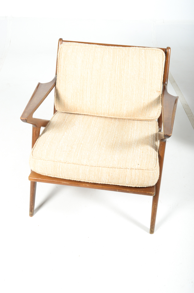 Poul Jensen Danish Modern Z Style Arm Chairs and Ottoman by Selig