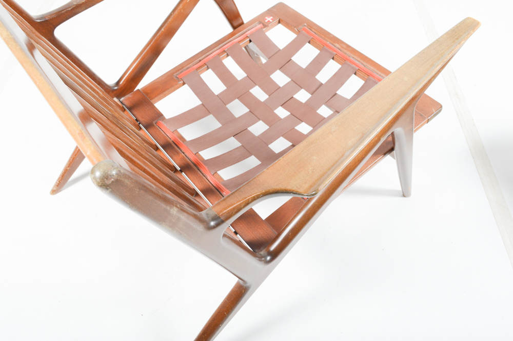 Poul Jensen Danish Modern Z Style Arm Chairs and Ottoman by Selig