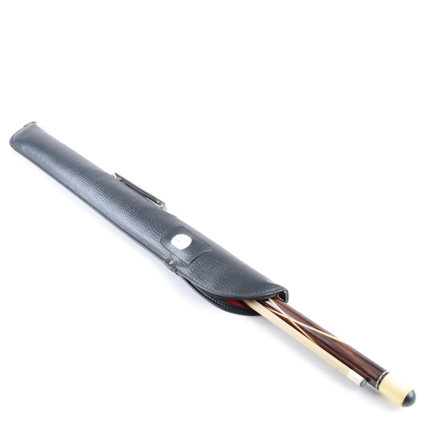 Billiards Cue with Leather Carrying Case