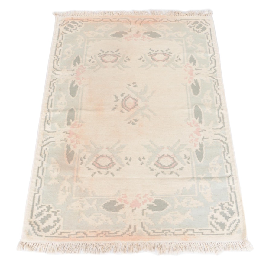 Handwoven Flat Weave Floral Area Rug