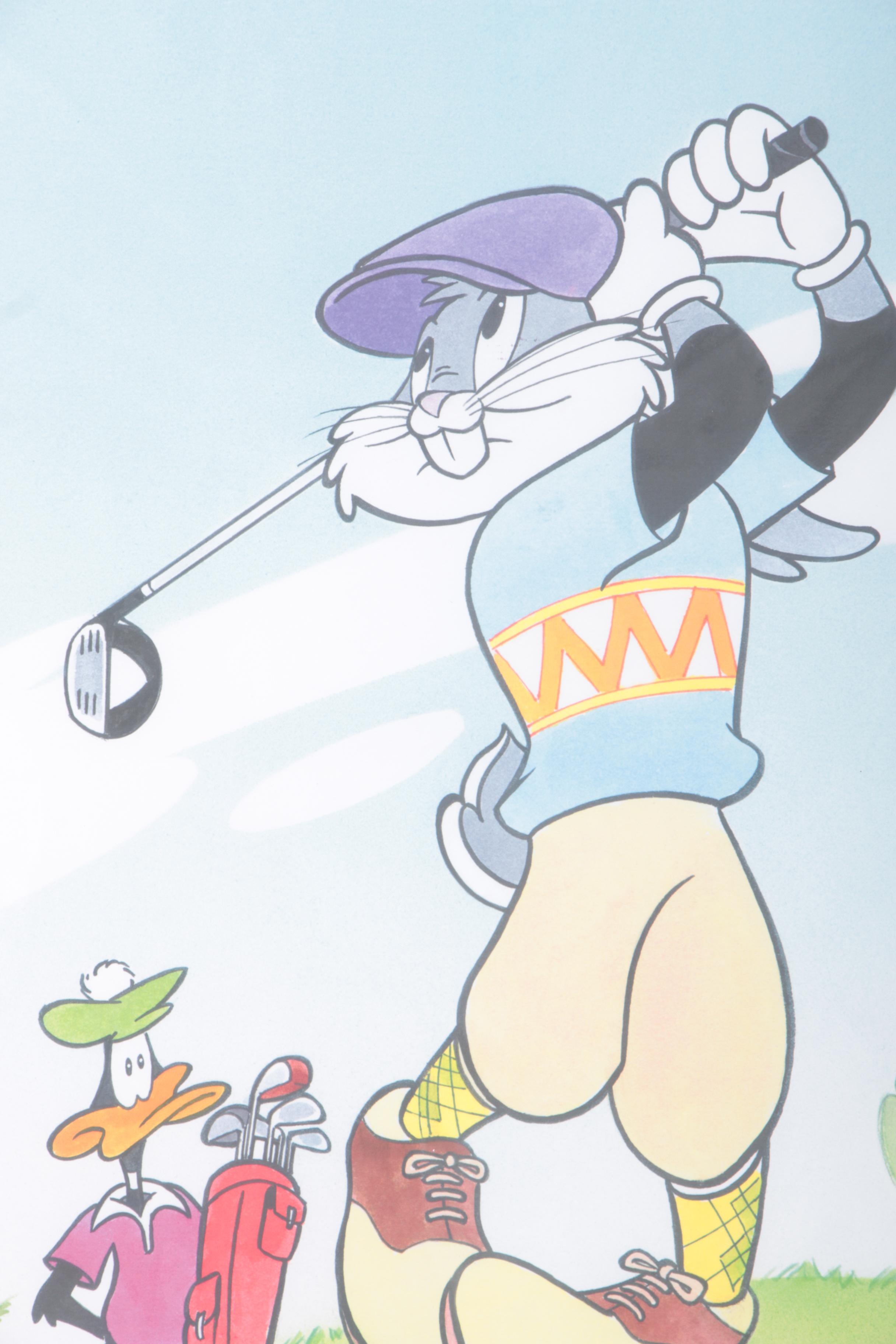 Bugs Bunny Offset Lithographs on Paper "Tee-Off Bugs" and "Bugs on the Mound"