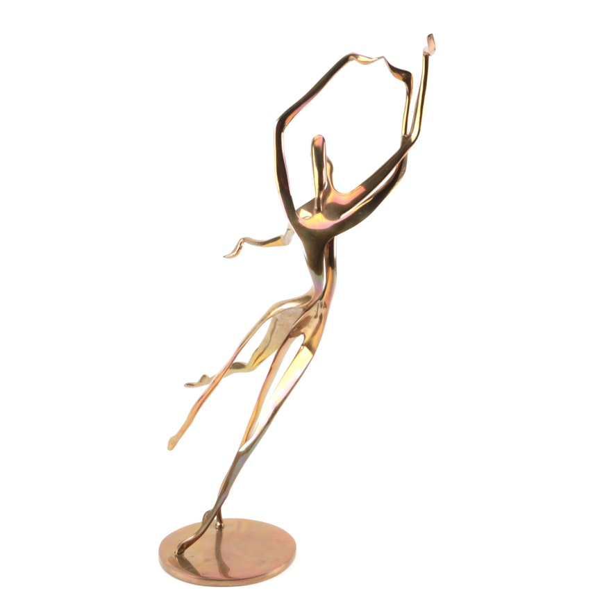 Yves Lohe' Gilded Bronze Sculpture of Dancing Figures