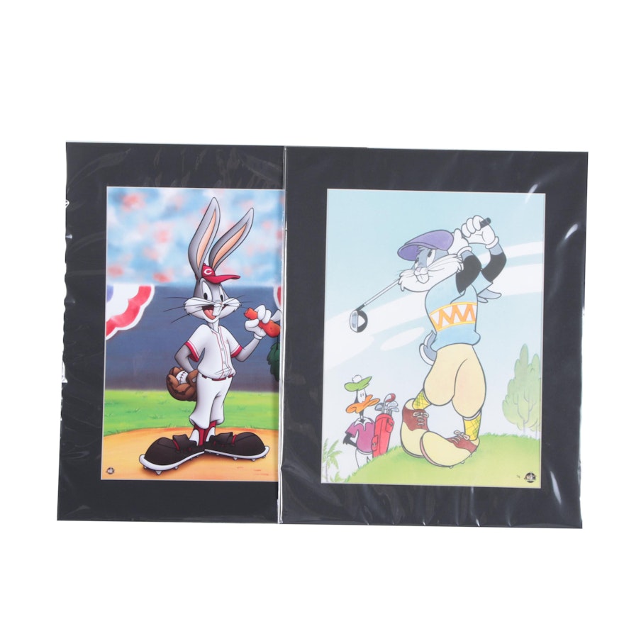 Bugs Bunny Offset Lithographs on Paper "Tee-Off Bugs" and "Bugs on the Mound"