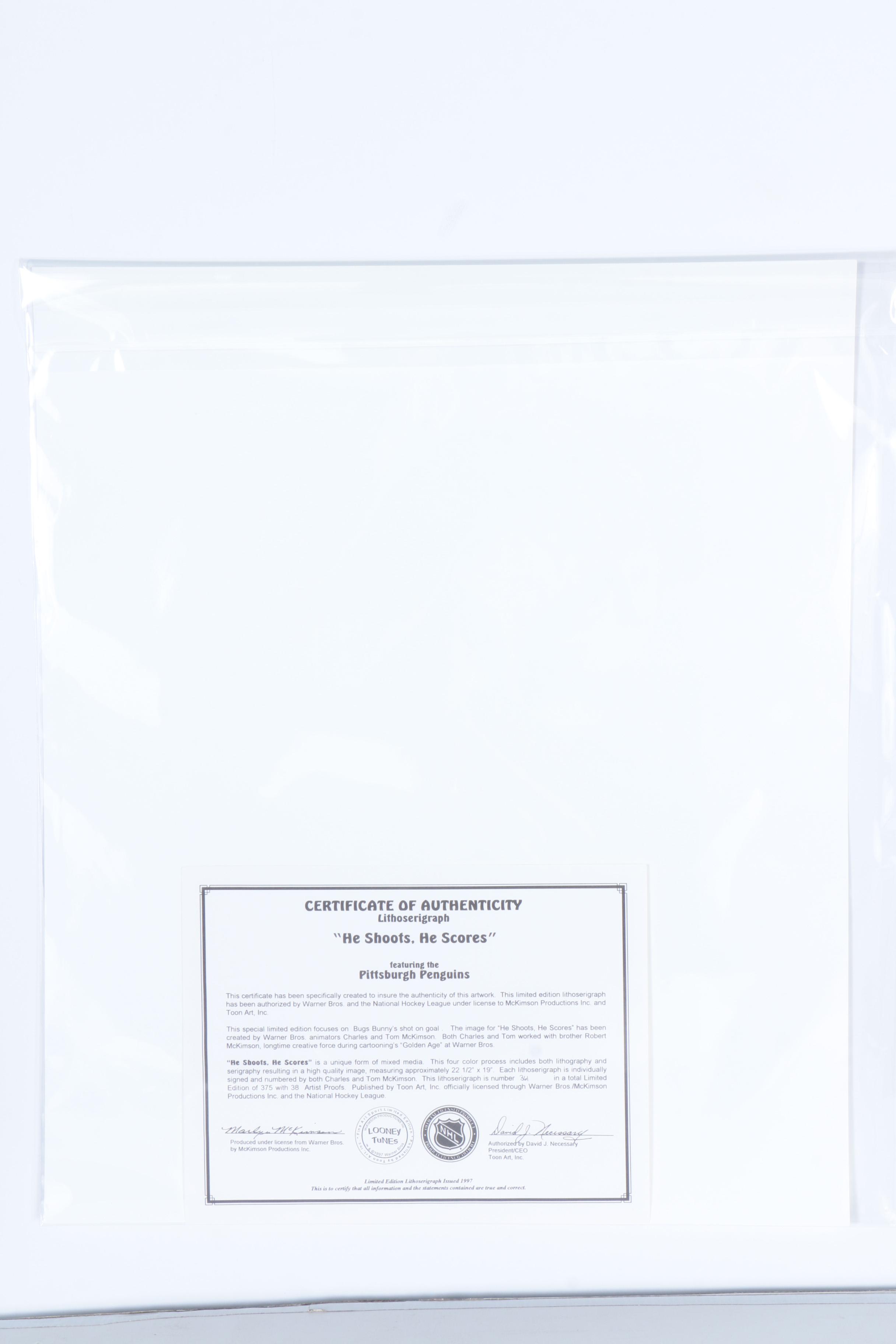 Autographed Limited Edition Lithoserigraph "He Shoots He Scores"