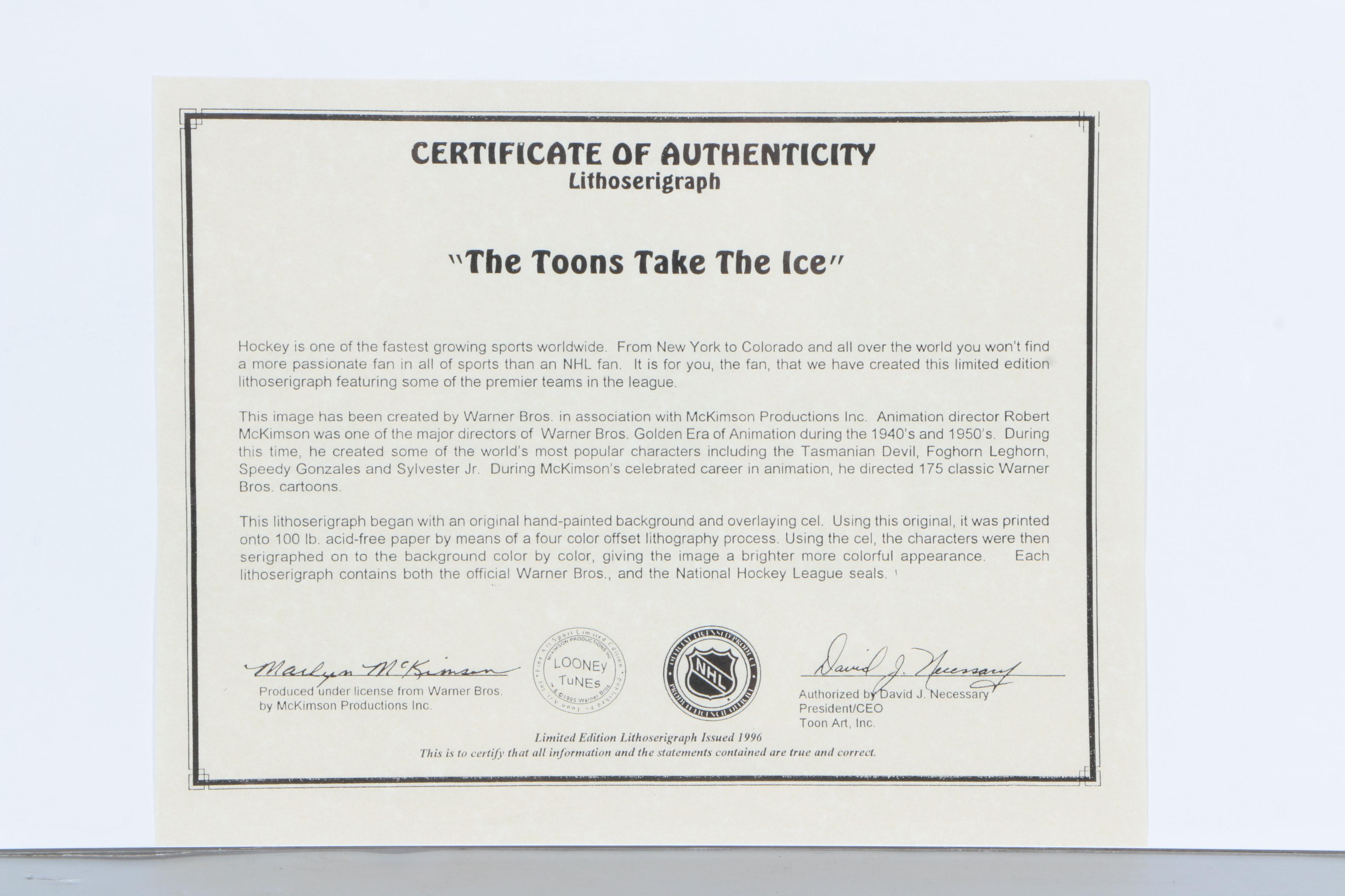 Looney Tunes and Hockey-Themed Lithoserigraph  "Tunes Take the Ice"