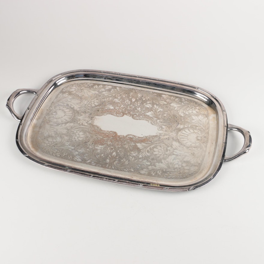 Large Silver Plated Serving Tray