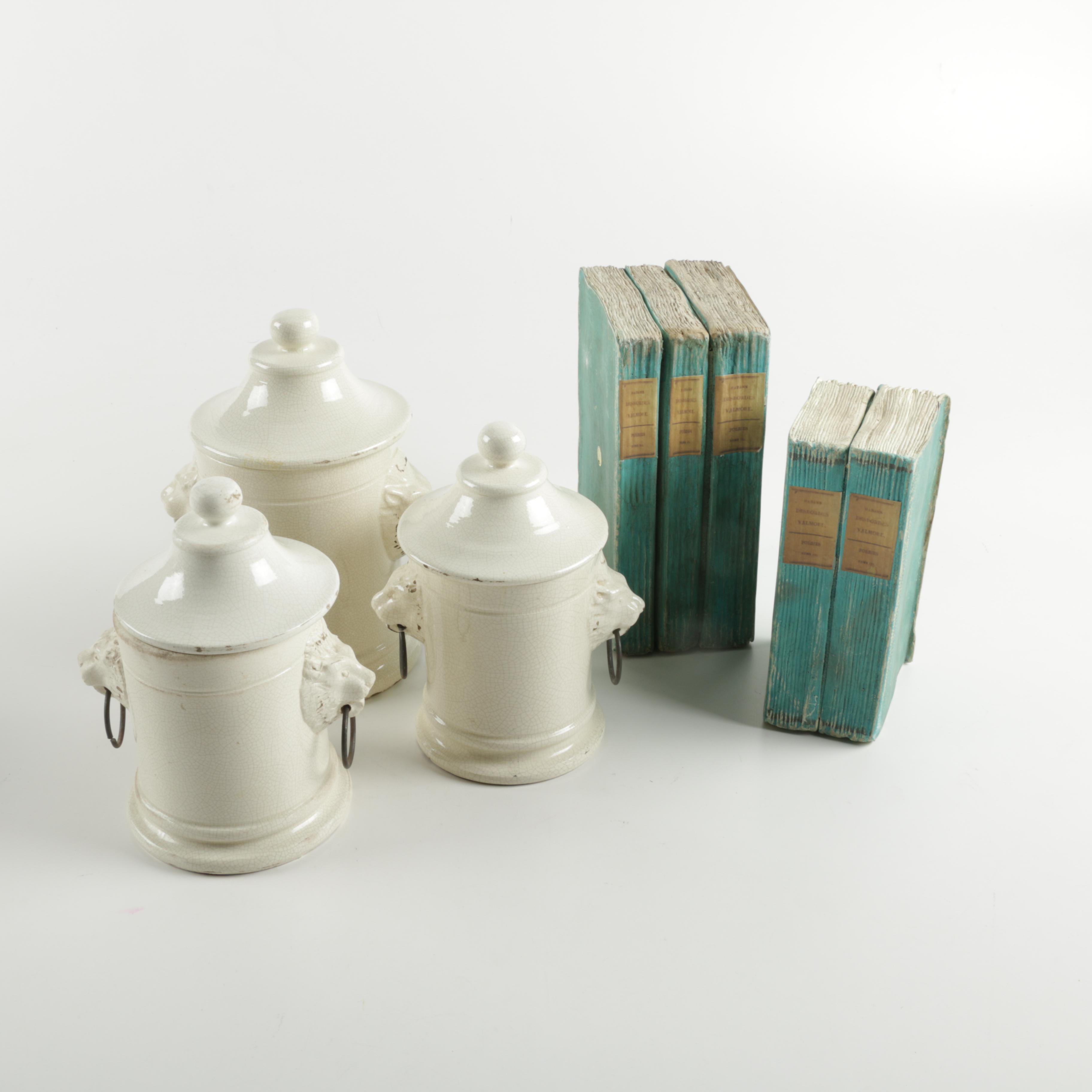 Group of Ceramic Books and Jars