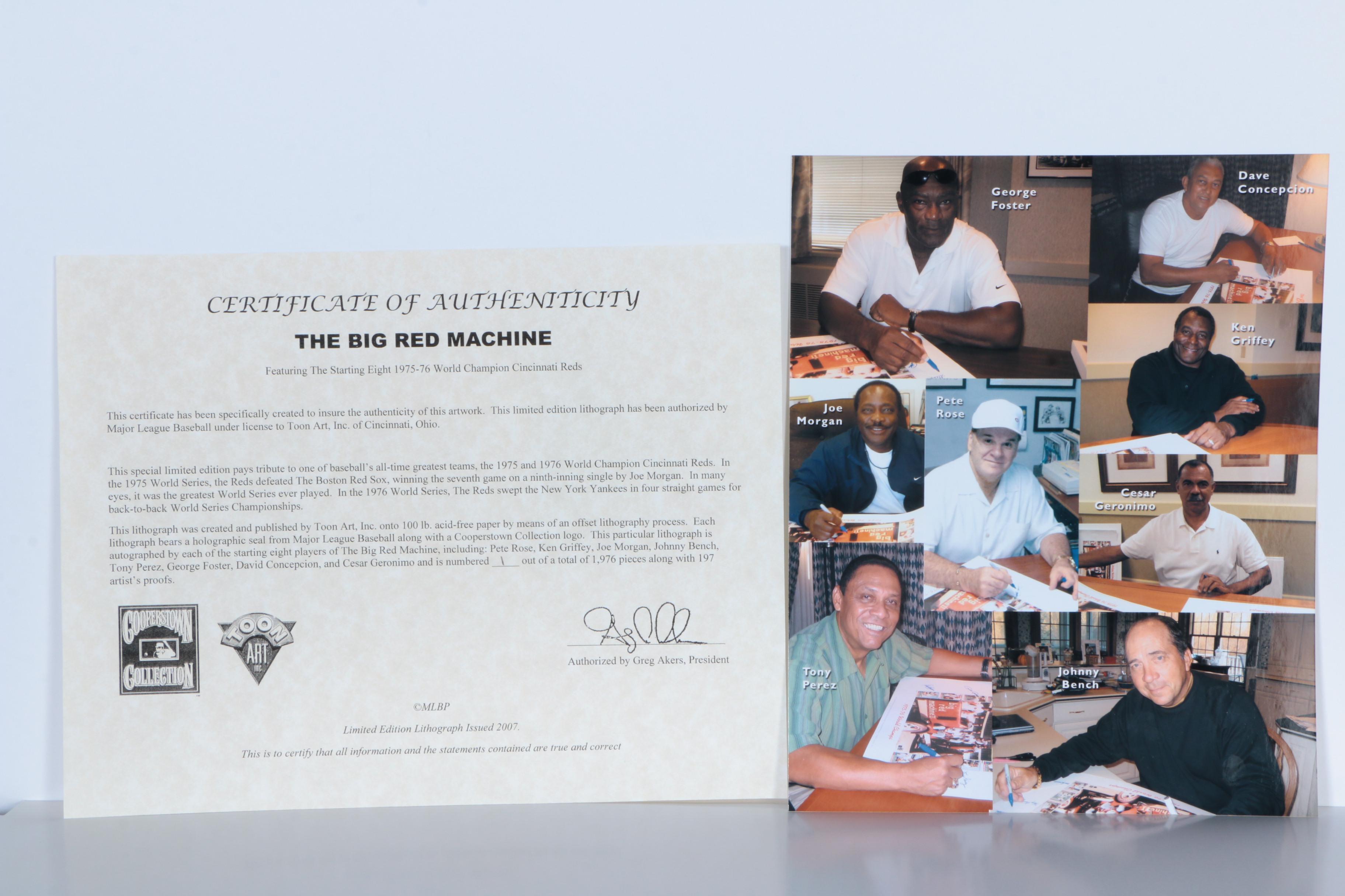 Autographed Limited Edition Offset Lithograph "The Big Red Machine"