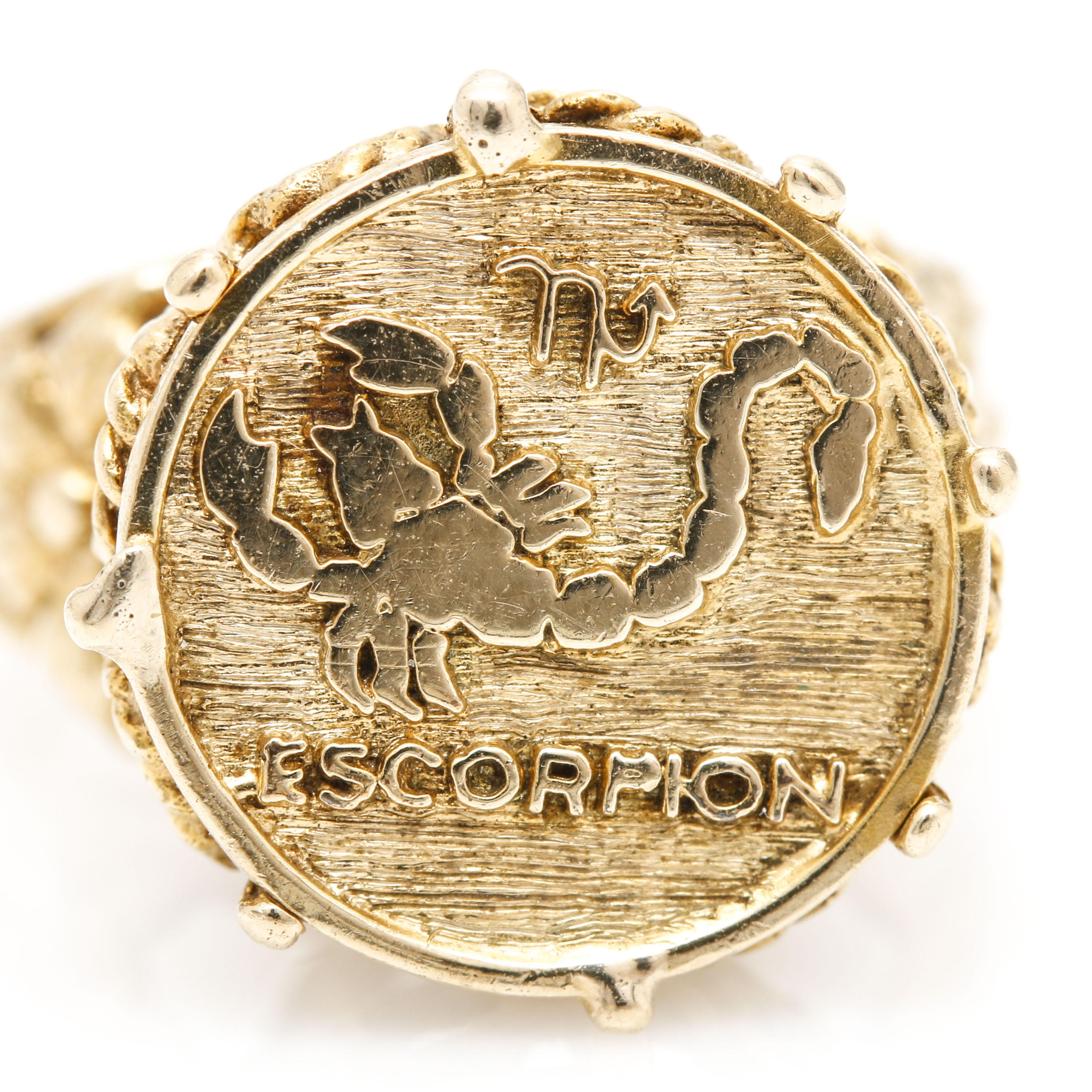 14K Yellow Gold Scorpion Signet Ring