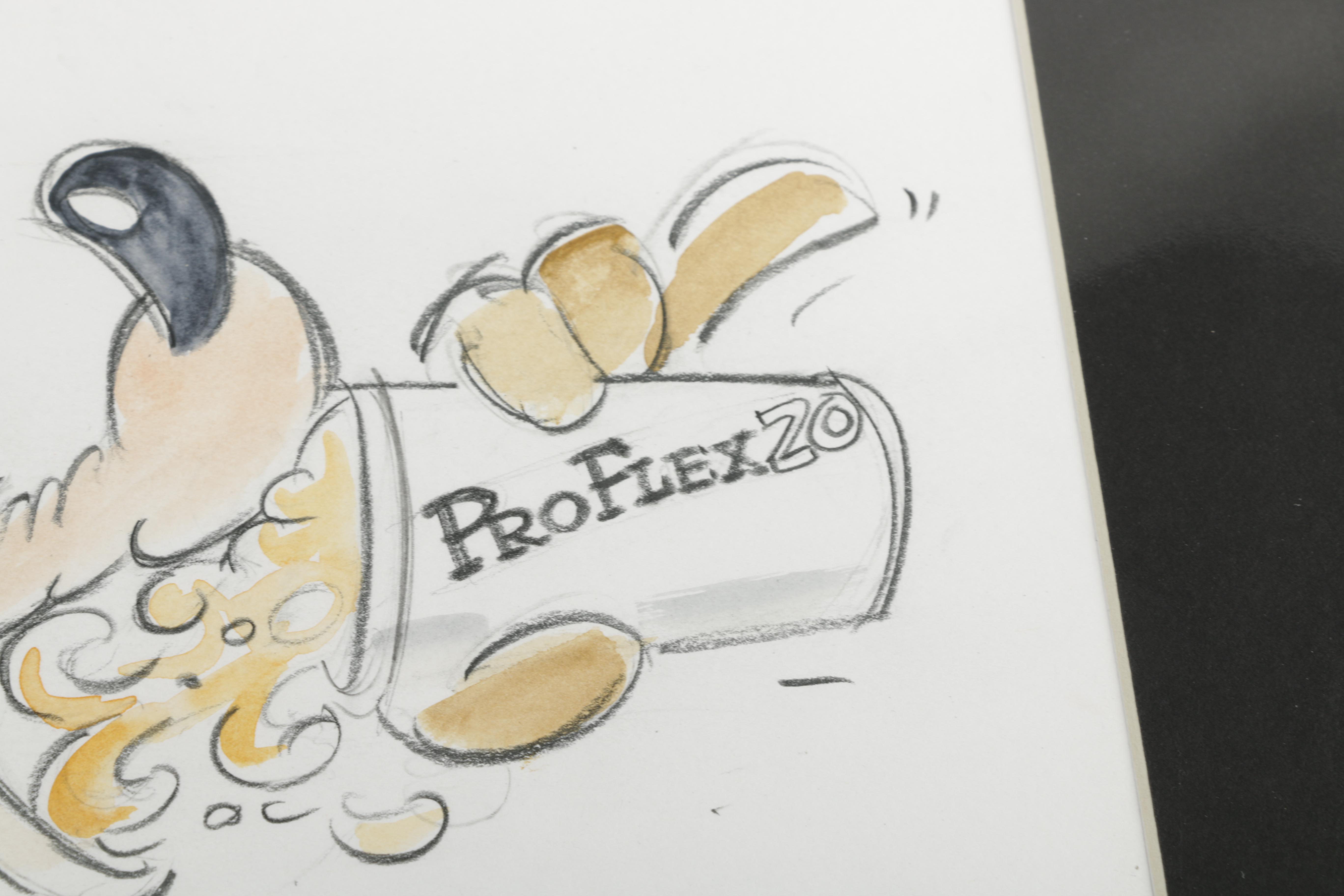 Mixed Media Drawing on Paper of Wile E. Coyote by Artist Kirk Mueller