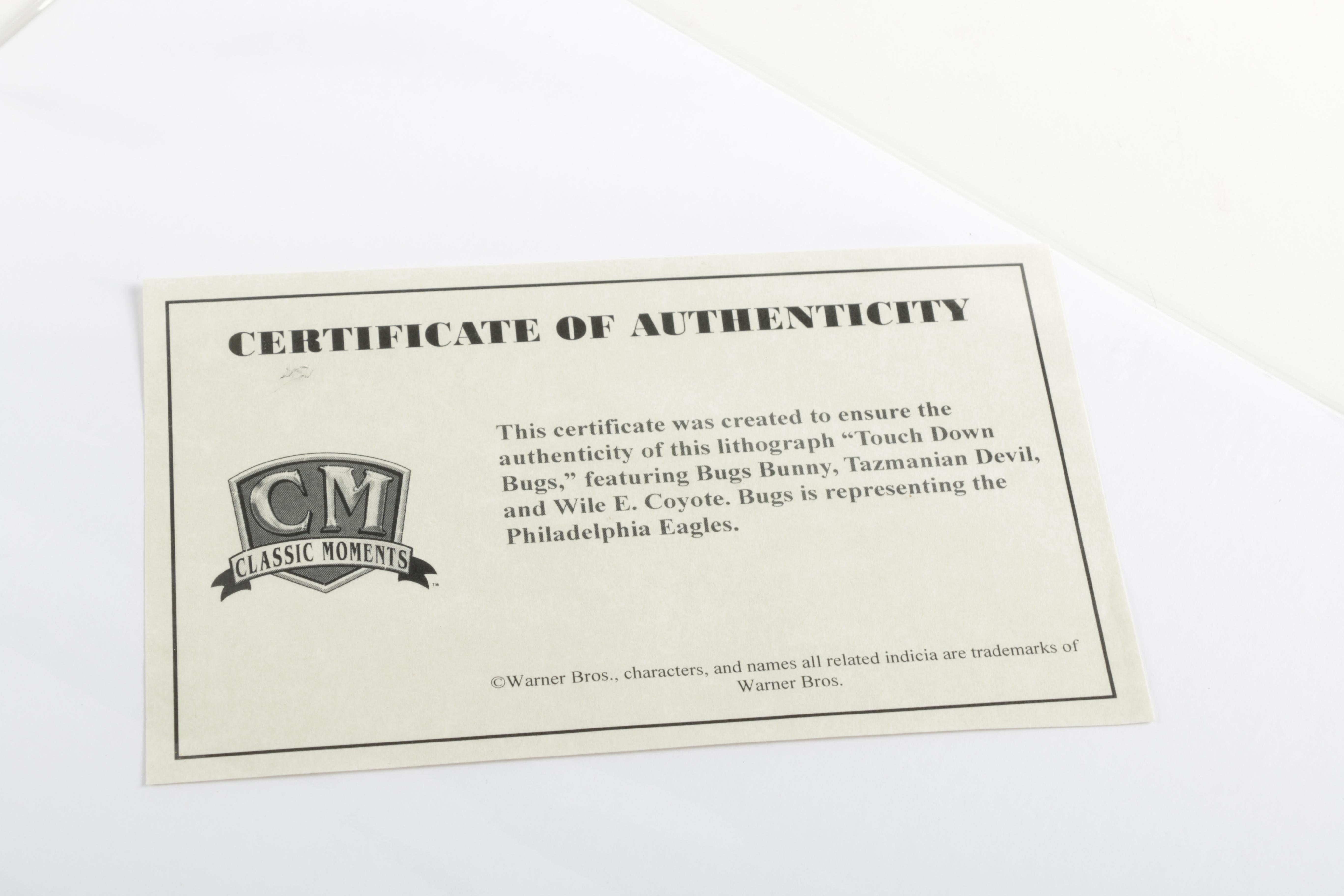 Looney Tunes and Philadelphia Eagles-Themed Offset Lithograph "Touch Down Bugs"