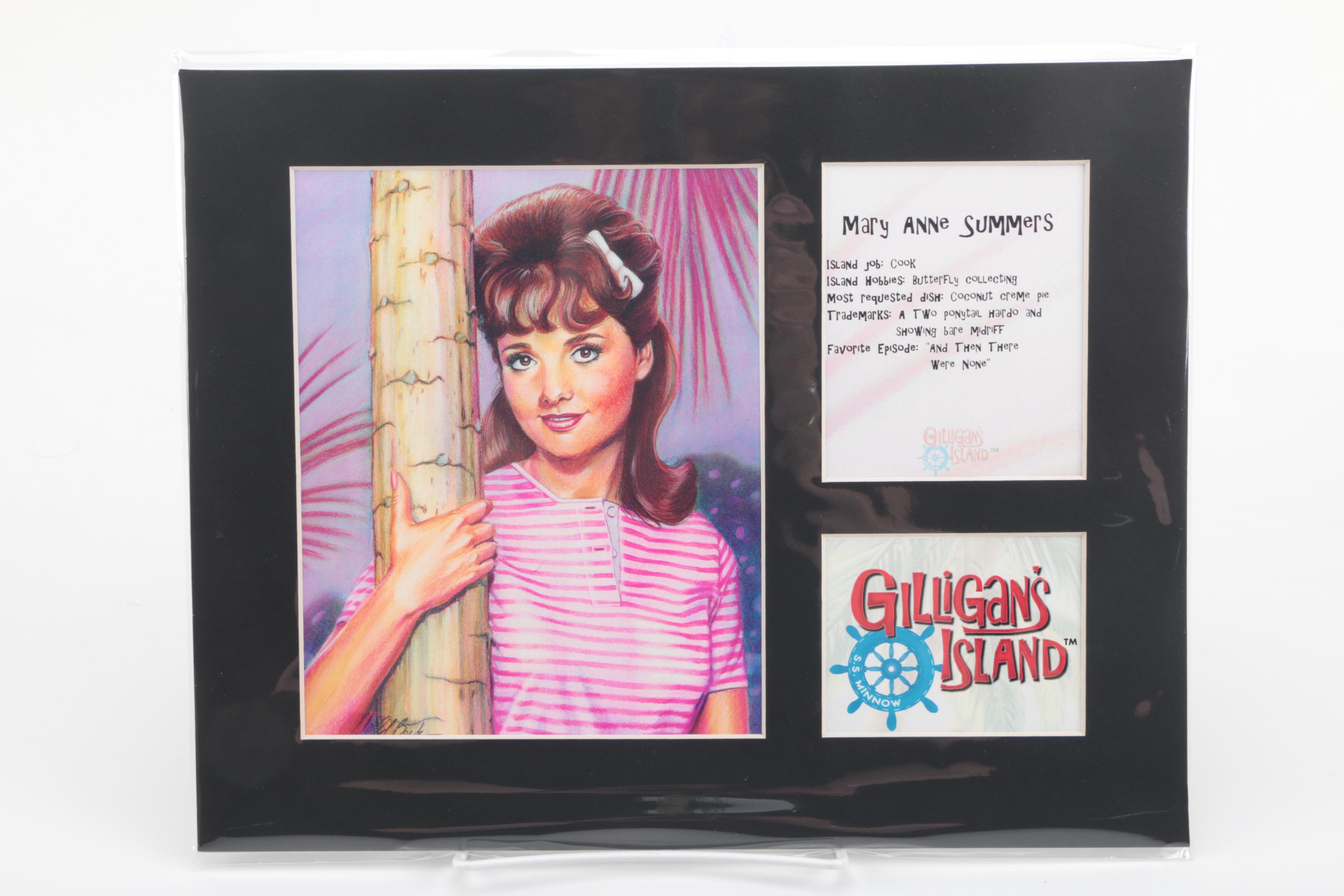 Offset Lithographs "The Professor" and "Mary Anne" with Dawn Wells' Autograph