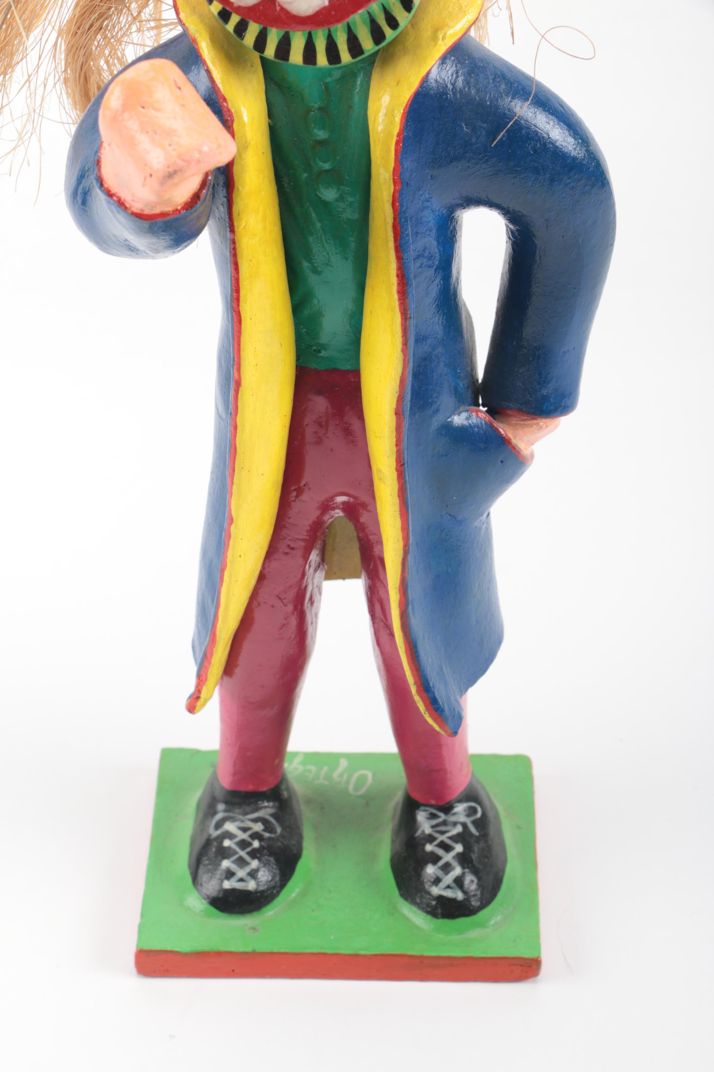 Mexican Painted Clay Masked Figure