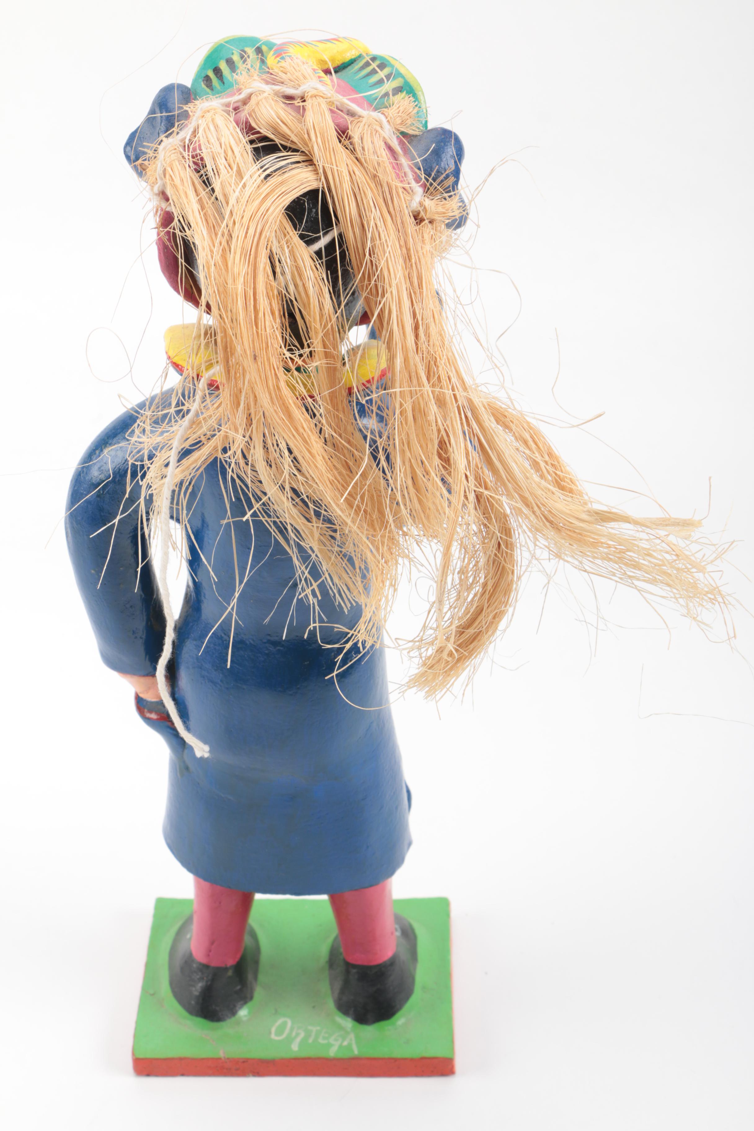 Mexican Painted Clay Masked Figure