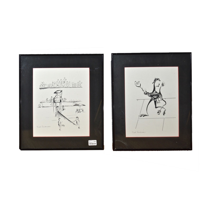 Pair of Framed Anderson Tennis Offset Lithographs