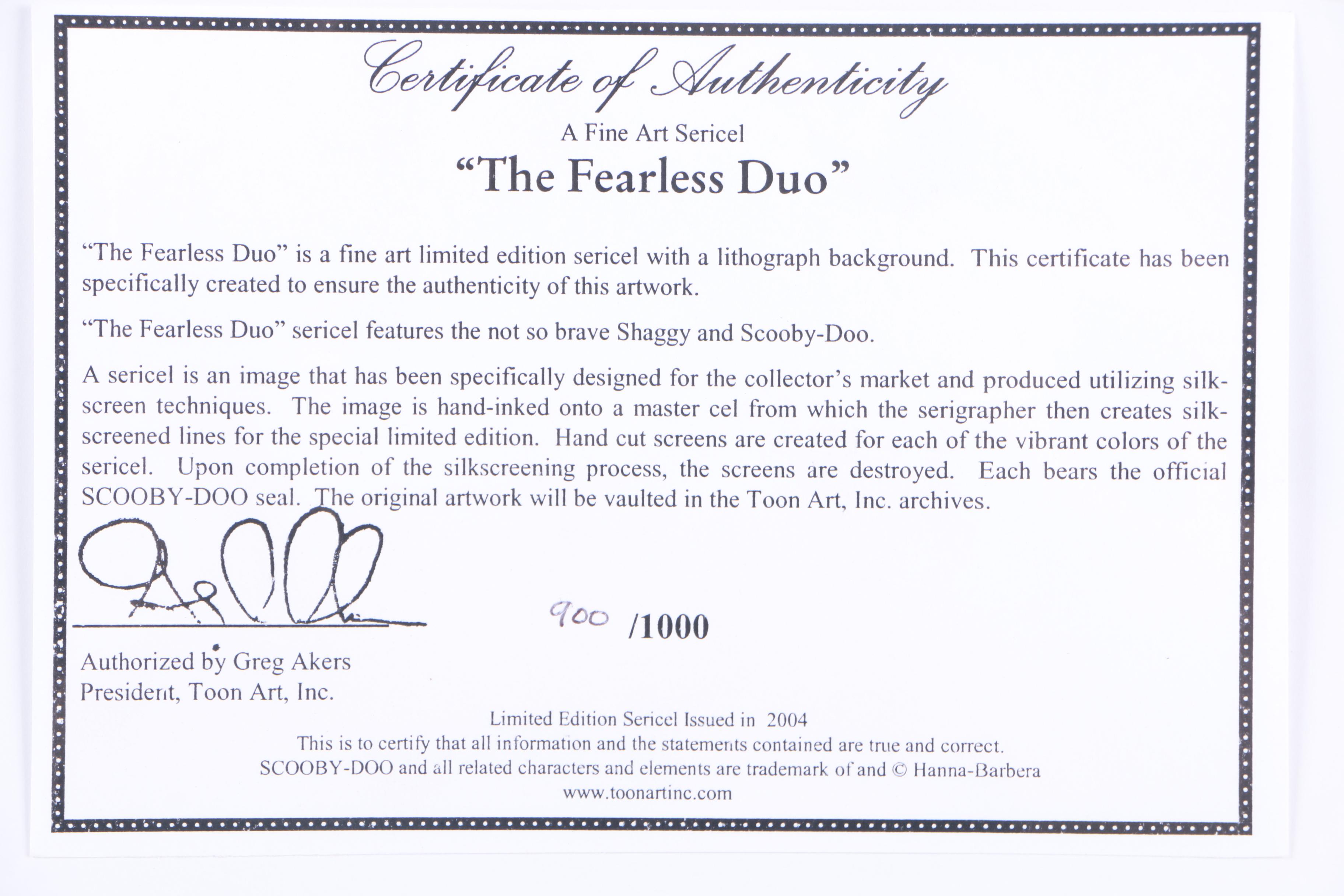 Limited Edition "Scooby Doo" Sericels