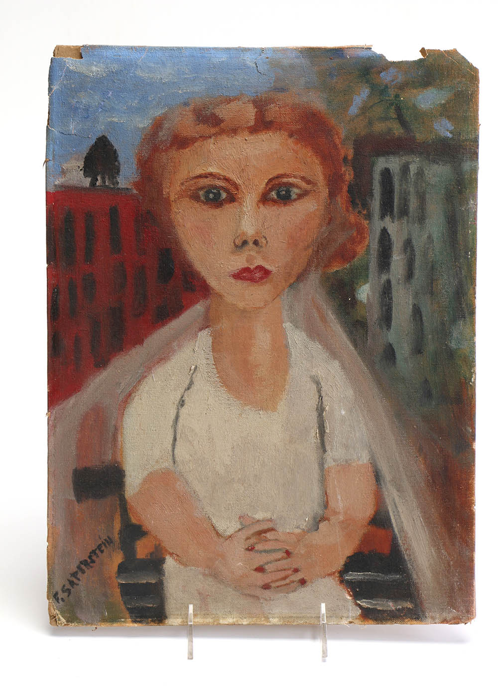 Fannie Saperstein Oil Painting of a Woman in the City