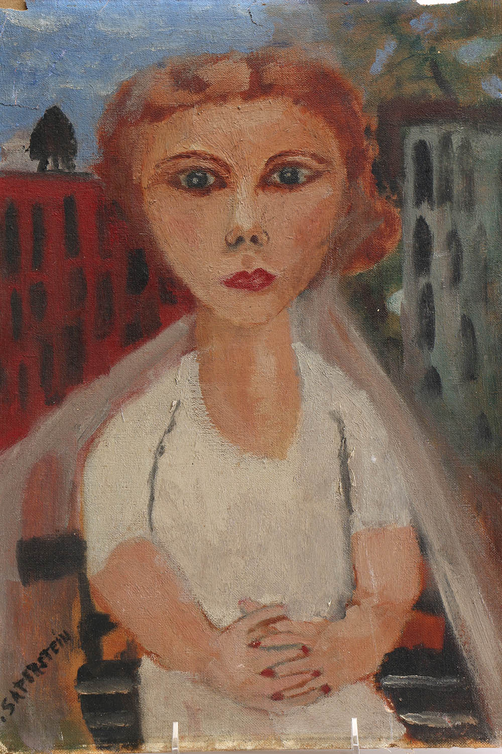 Fannie Saperstein Oil Painting of a Woman in the City