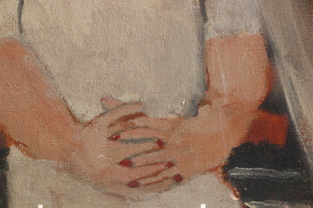 Fannie Saperstein Oil Painting of a Woman in the City