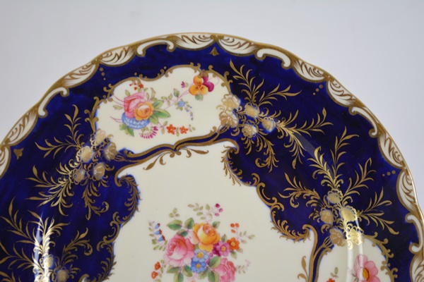 Aynsley England Cobalt Blue Dinner Plates, Set of Twelve