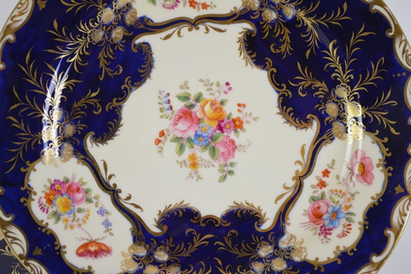 Aynsley England Cobalt Blue Dinner Plates, Set of Twelve