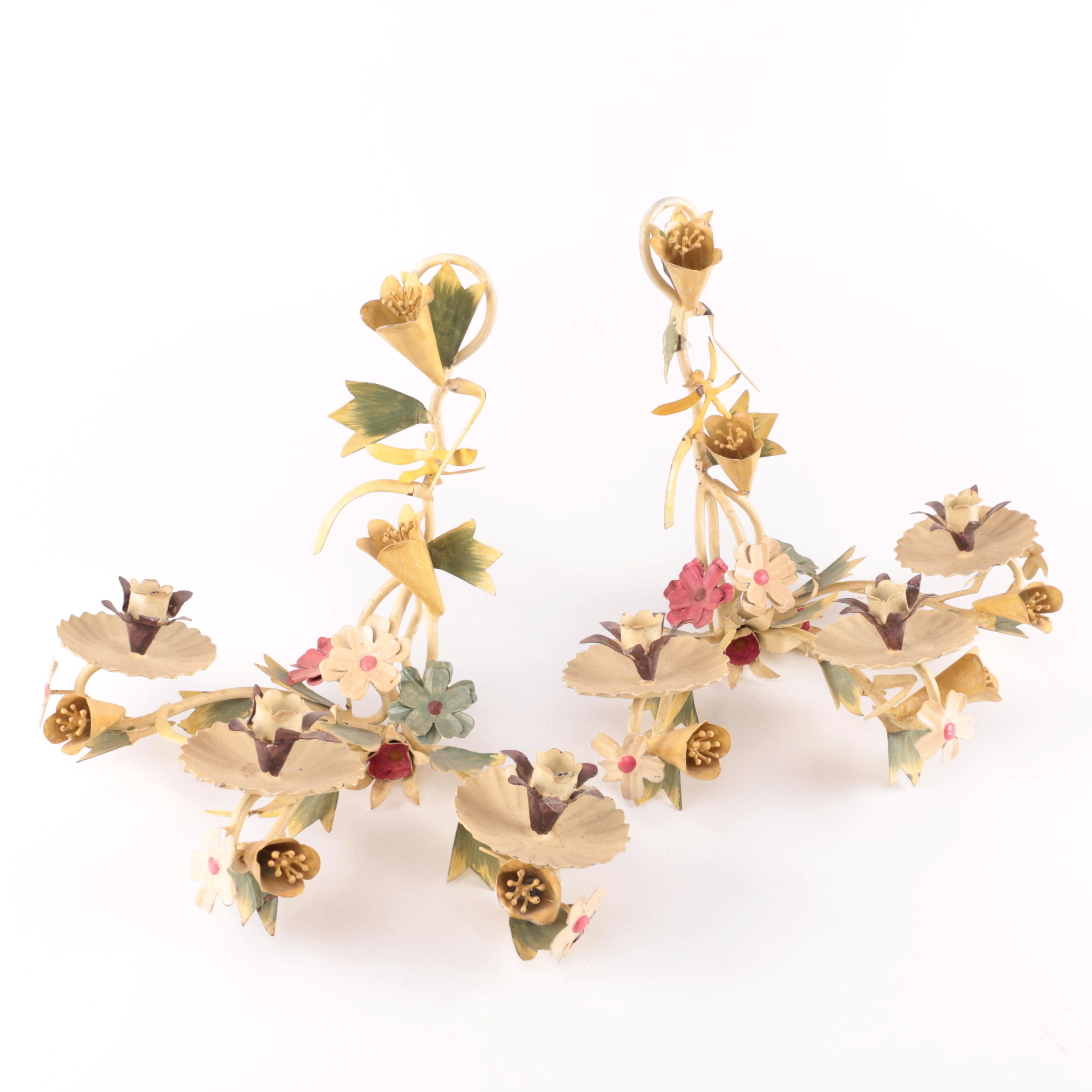 Pair of Hanging Floral Candle Holders