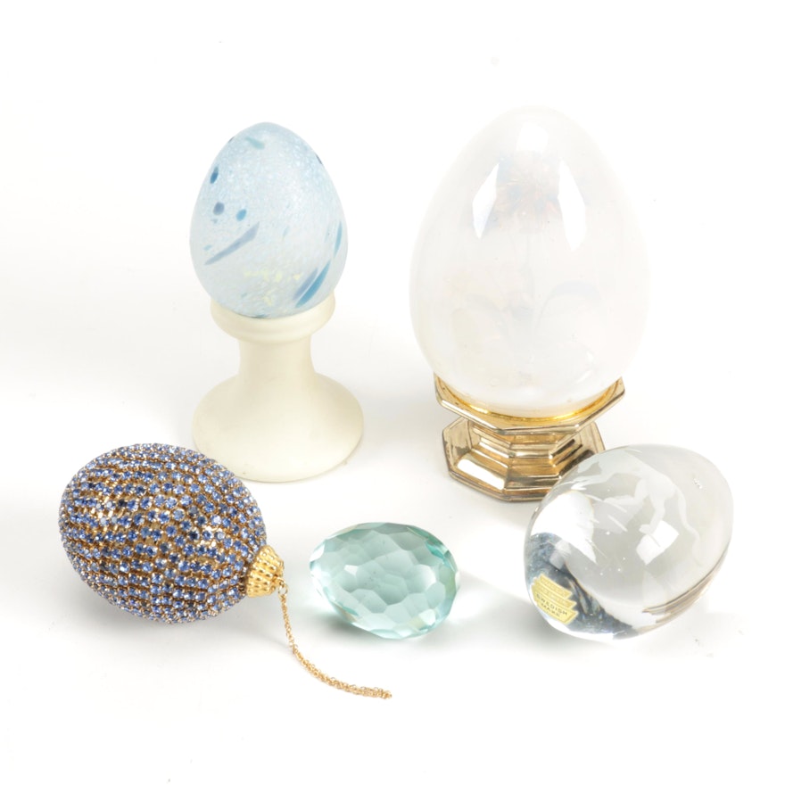 Decorative Eggs Including Crystal and Glass