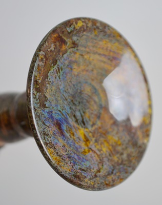 Mottled Amber Blown Glass Wine Glasses