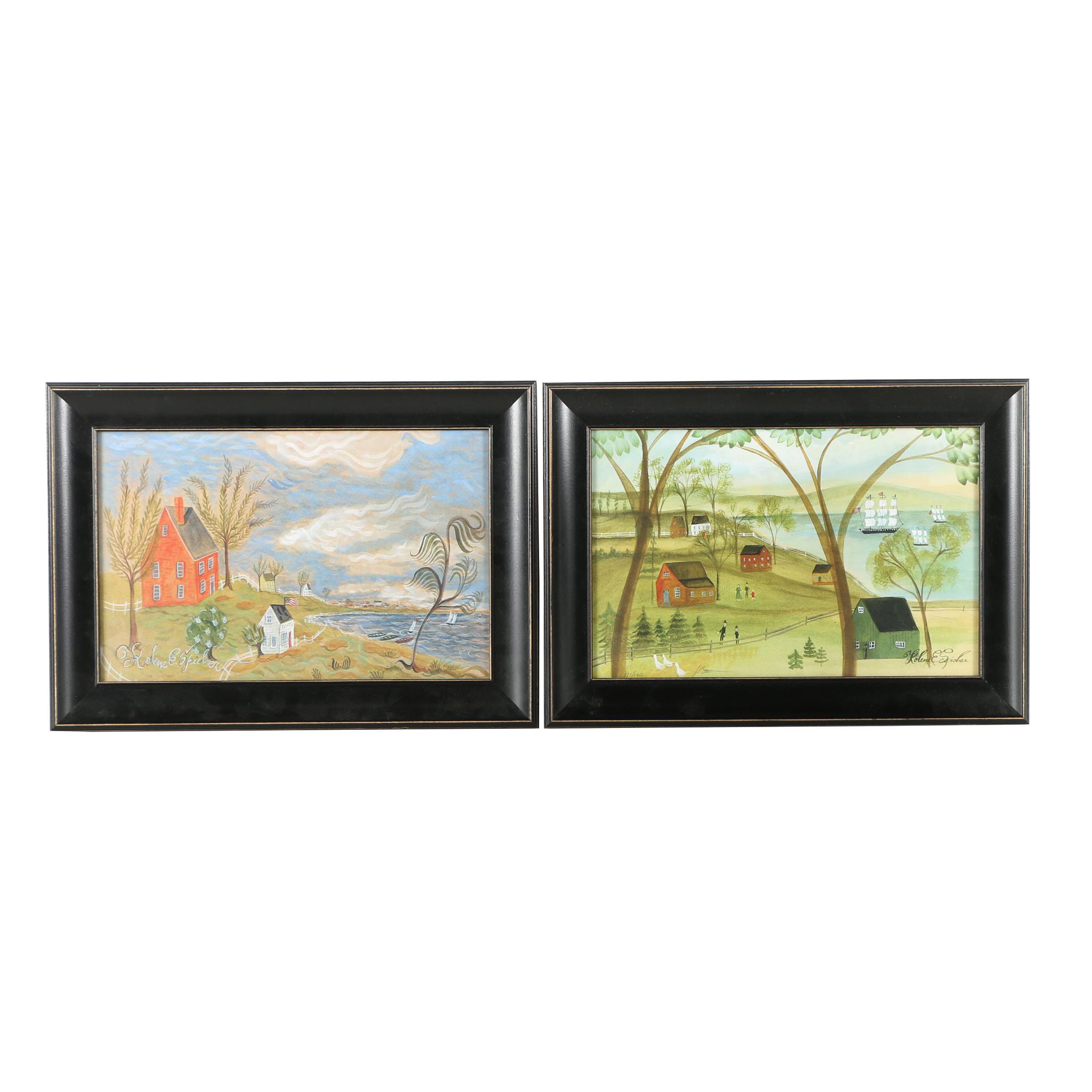 Kolene Spicher Limited Edition Giclée Prints of Folk Art Landscapes