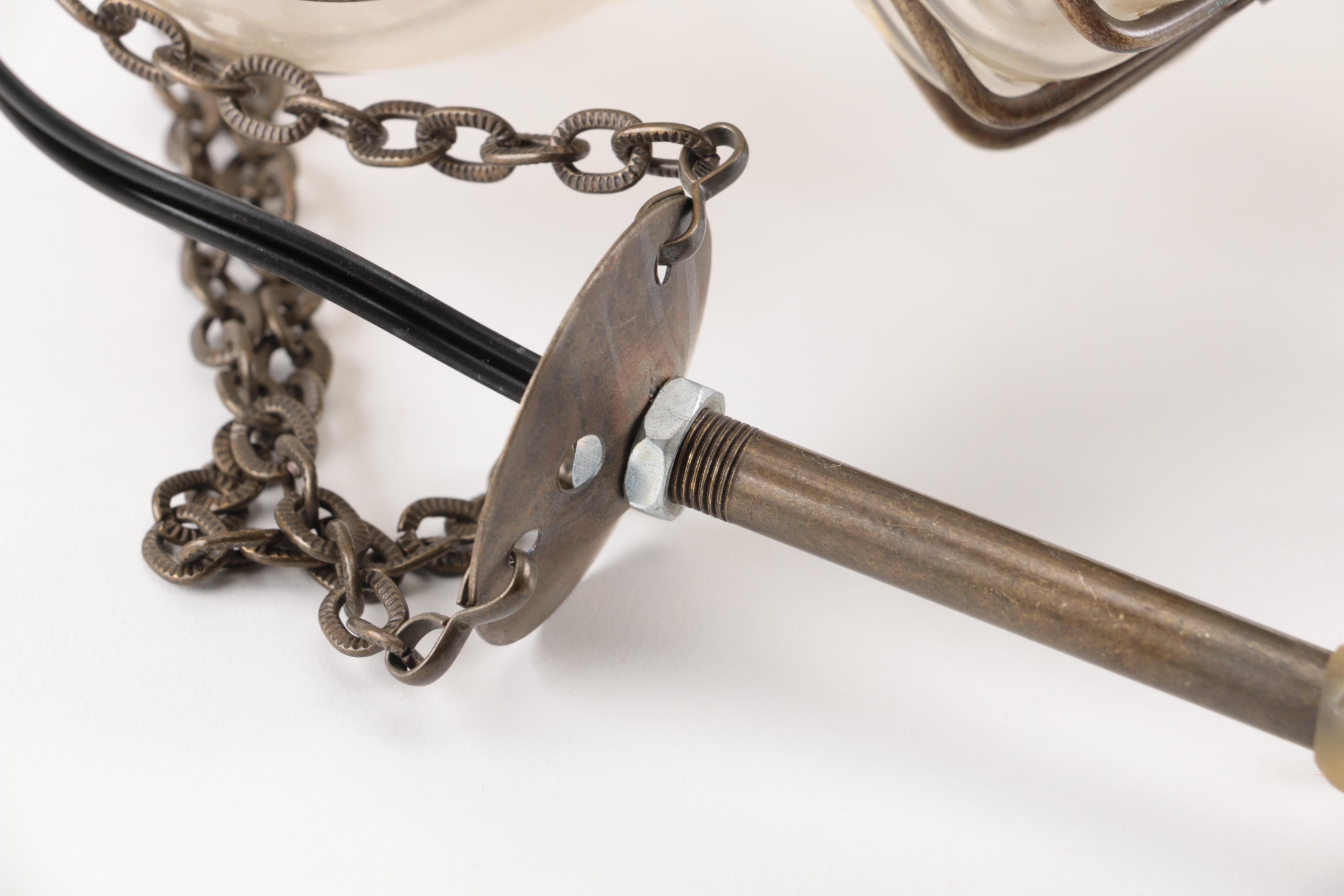 Turkish Style Blown Glass and Brass Hanging Light Fixture