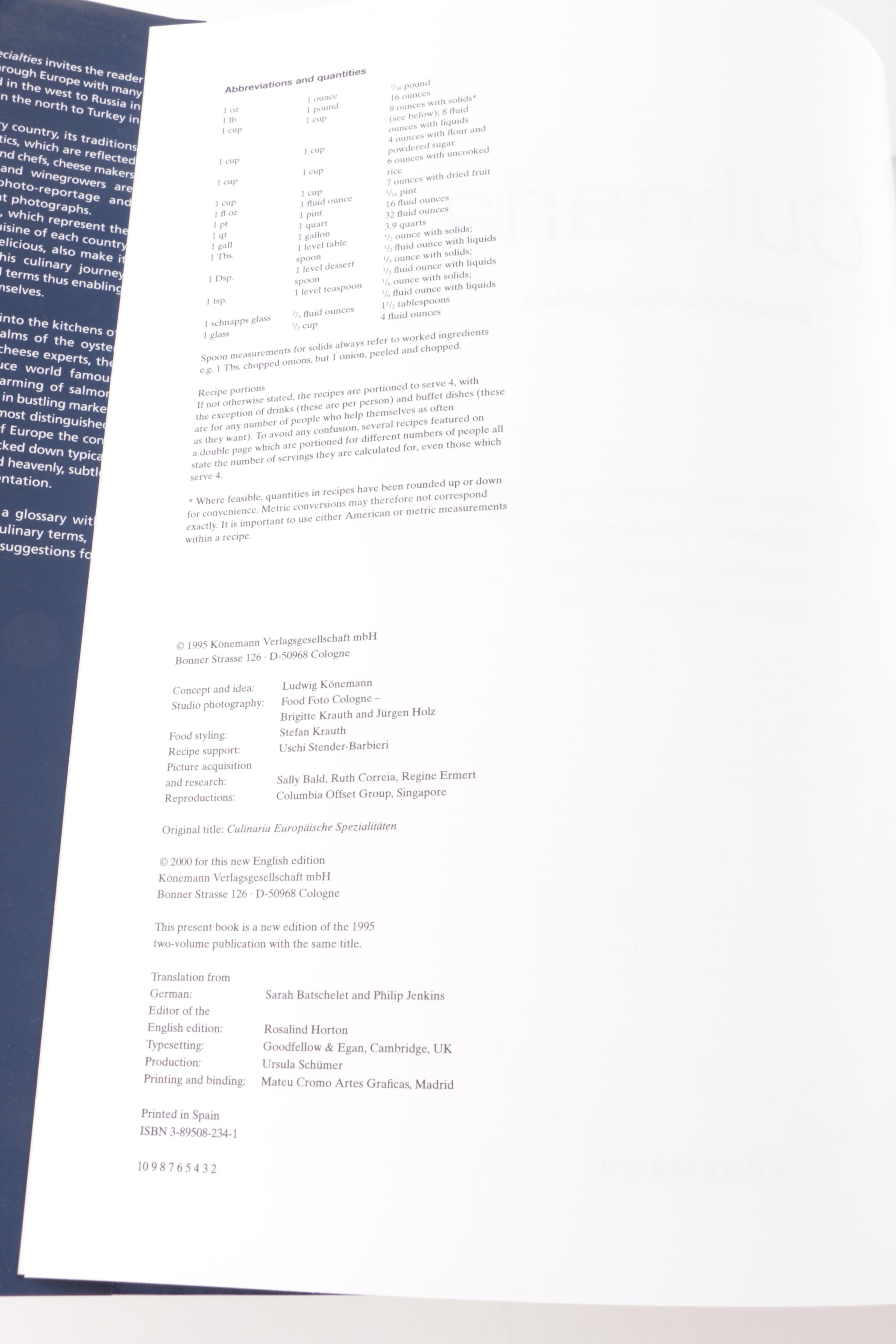 Five "Culinaria" European Cookbooks with Taschen Stand