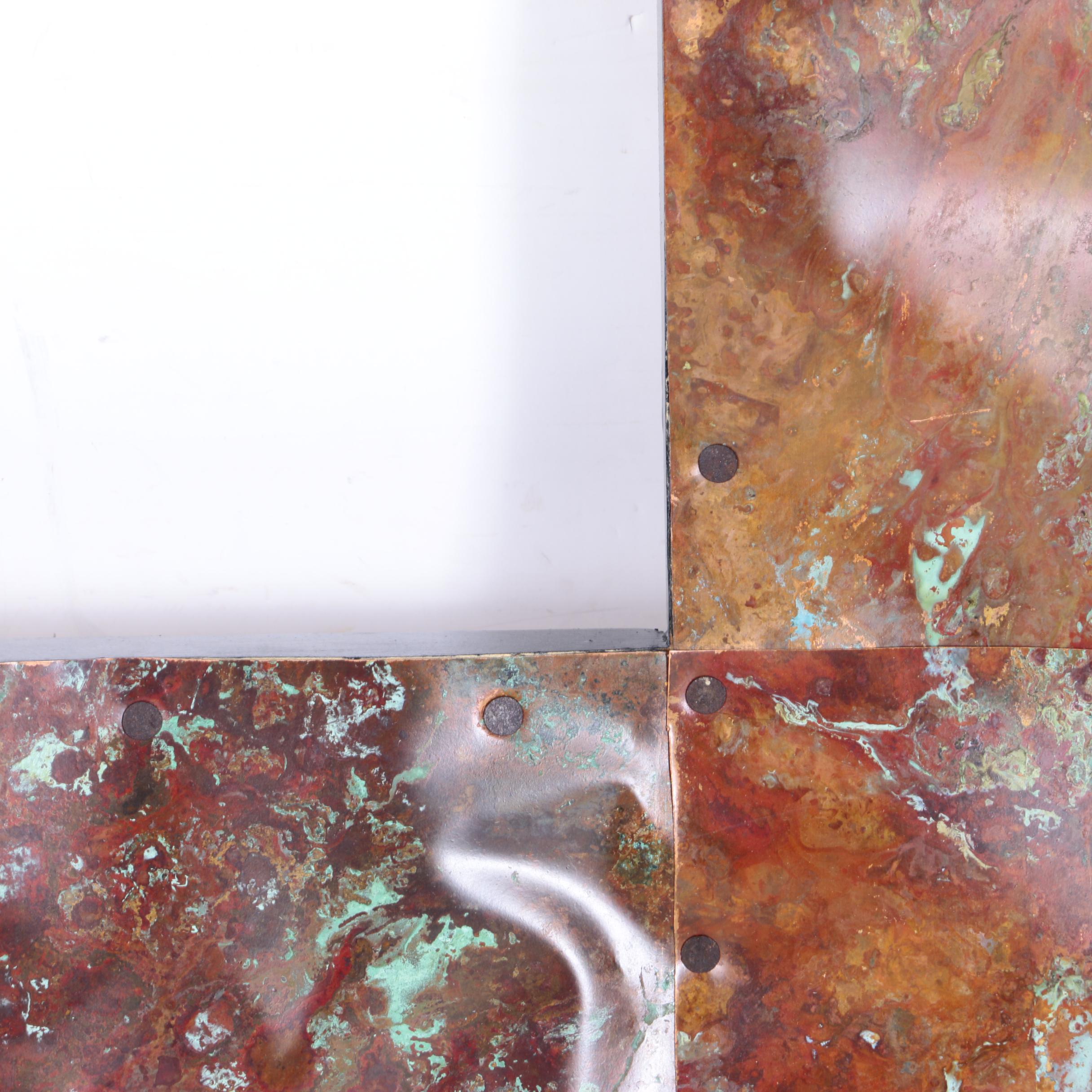 Large Handmade Wood and Patinaed Copper Cross