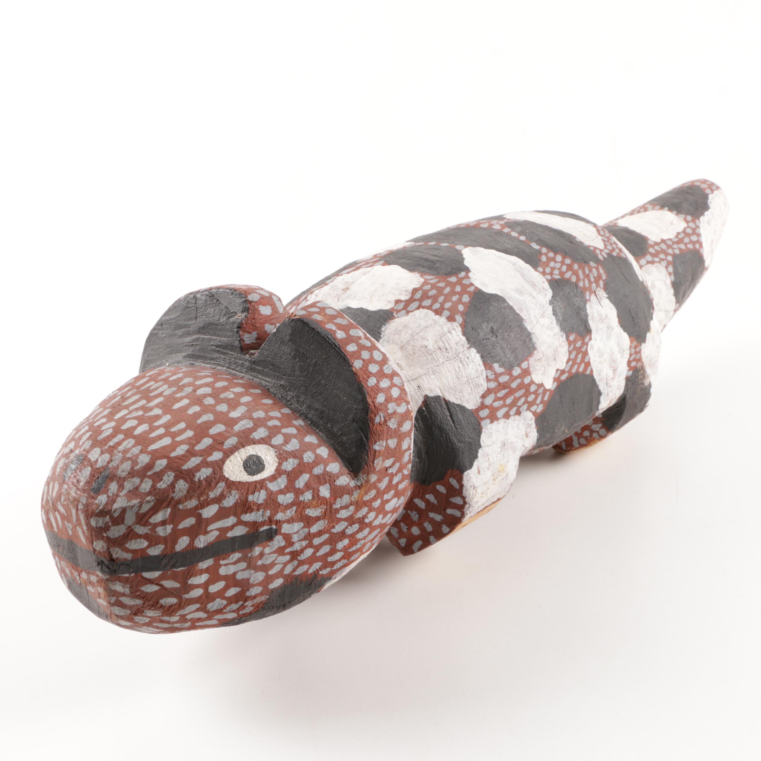 Australian Aboriginal Hand-Carved and Painted Dog