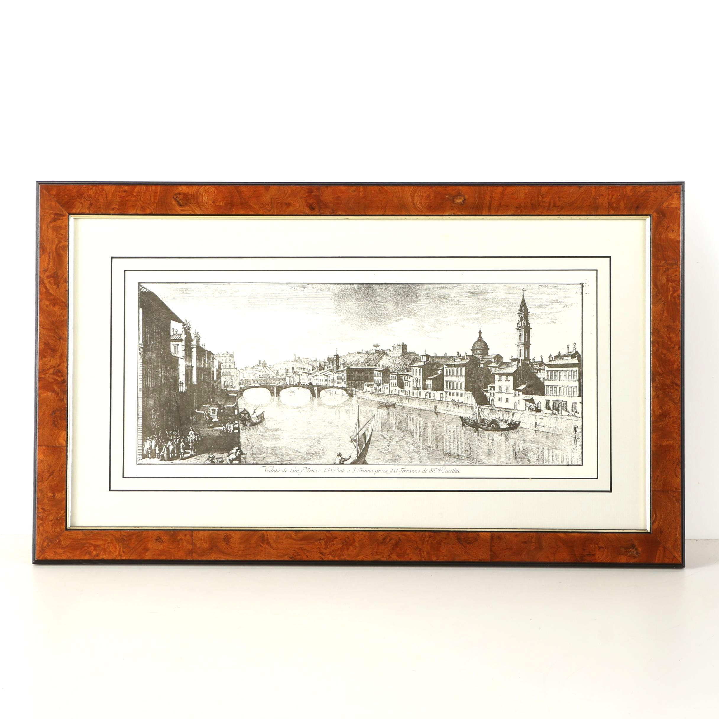 Planographic Print After Giuseppe Zocchi's  "Veduta di Lung'Arno"