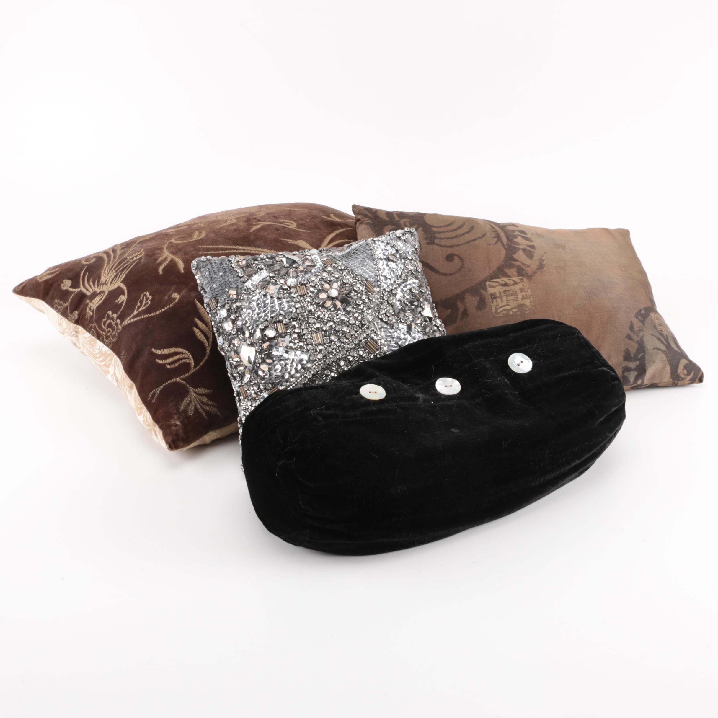 Collection of Elaborate Accent Pillows including Donna Karan