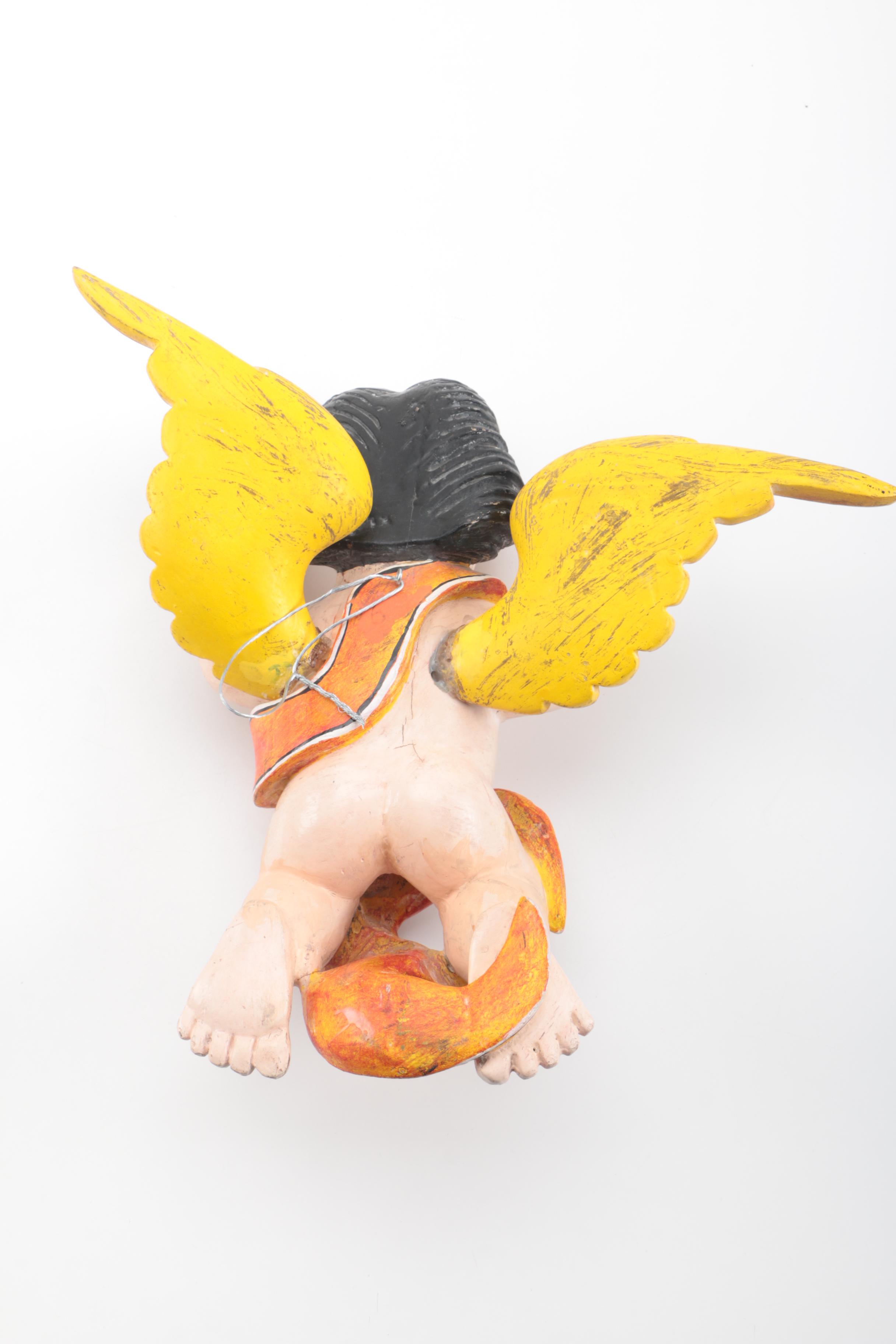 Mexican Milagro Cross and Cherub Folk Art