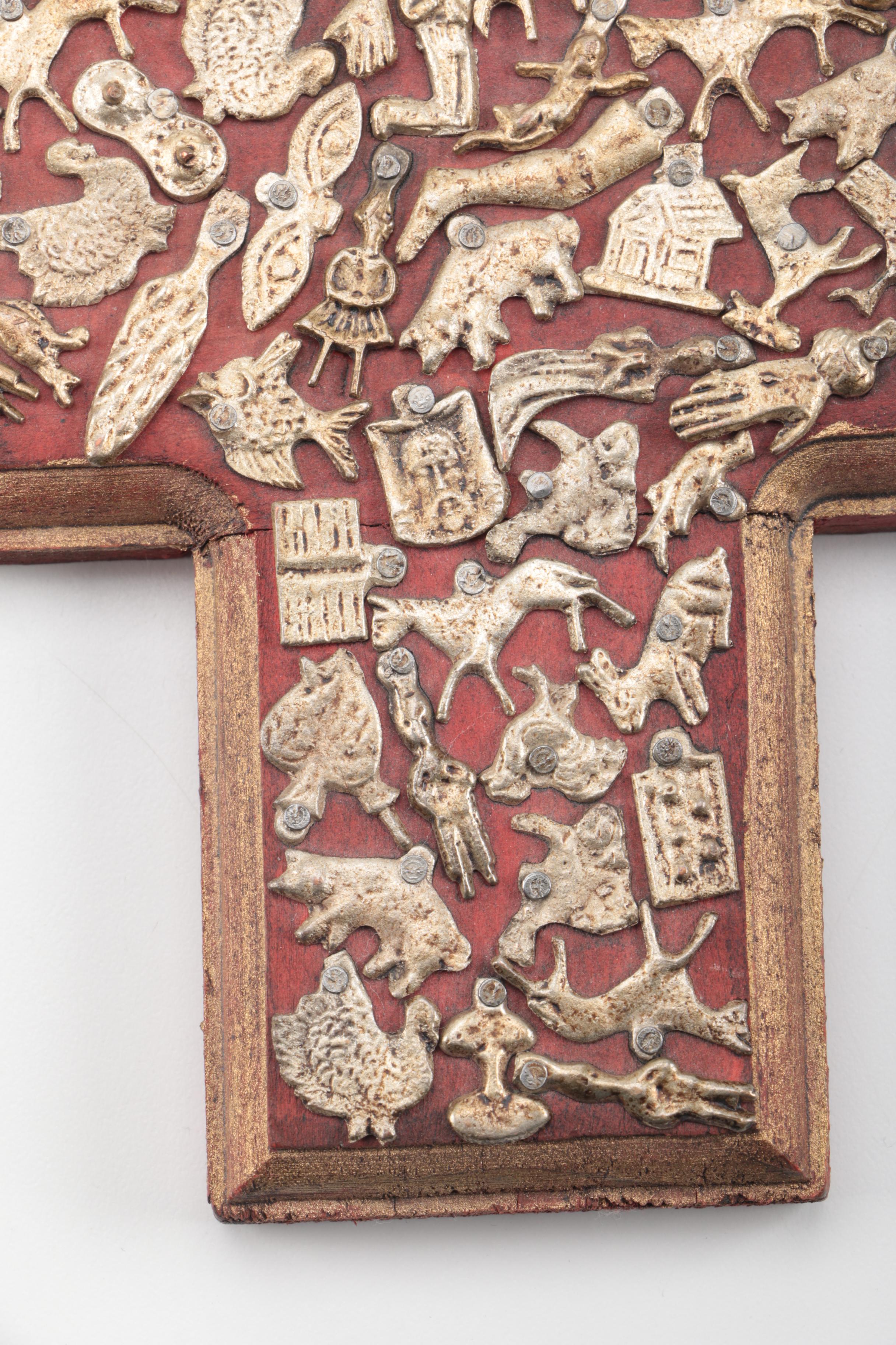 Mexican Milagro Cross and Cherub Folk Art