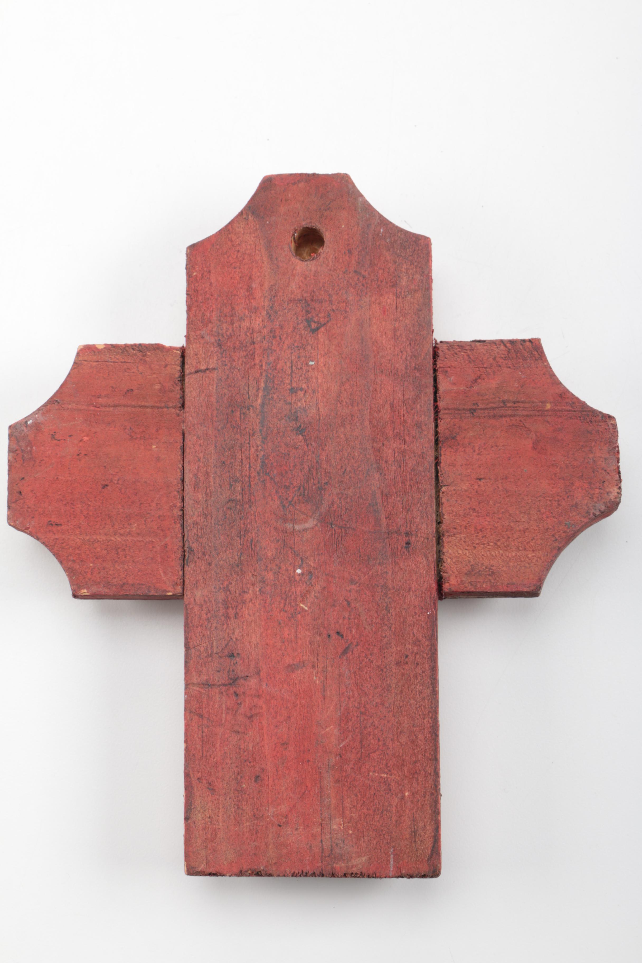 Mexican Milagro Cross and Cherub Folk Art