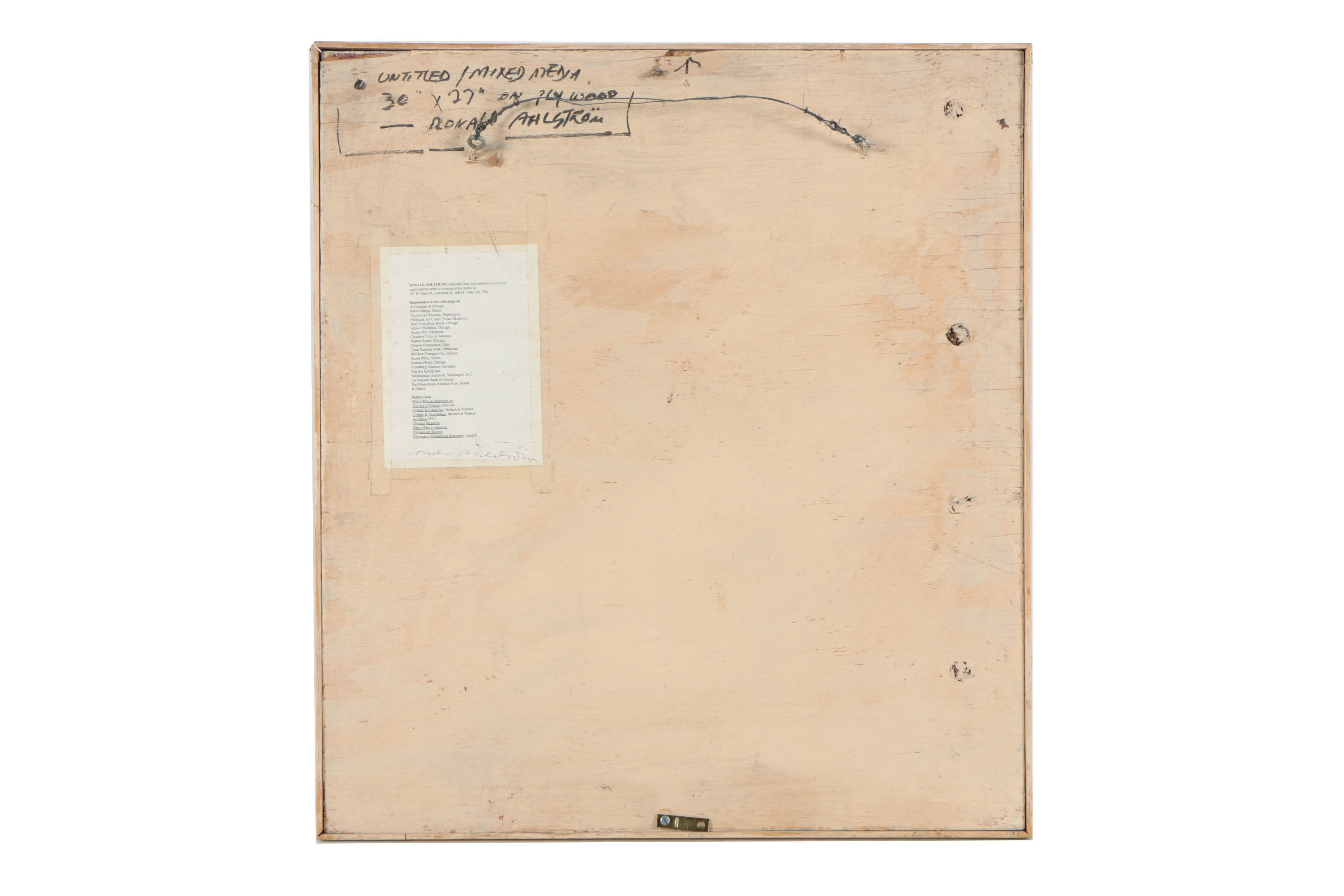 Ronald Ahlström Abstract Mixed Media on Wood Board "Untitled"