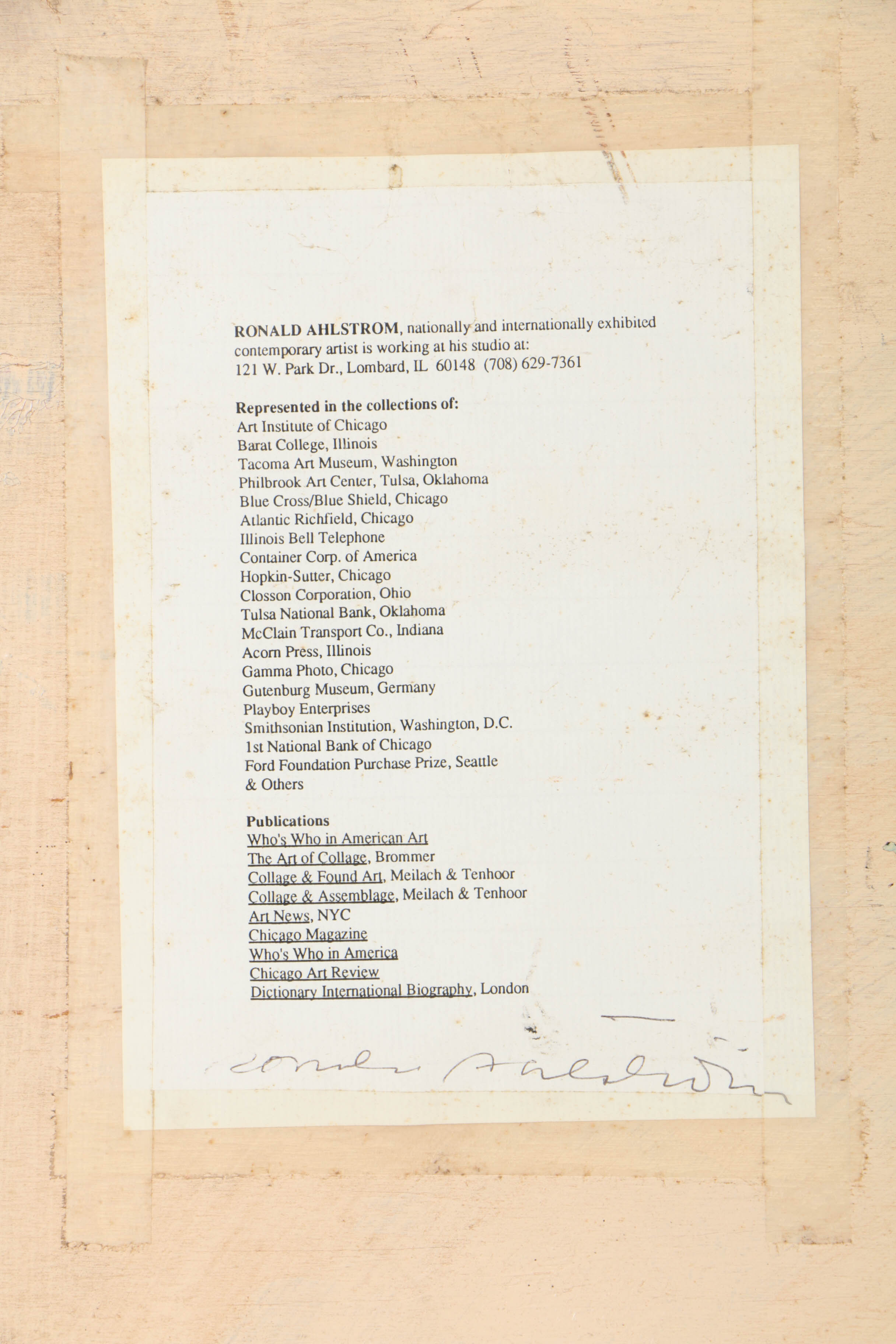 Ronald Ahlström Abstract Mixed Media on Wood Board "Untitled"