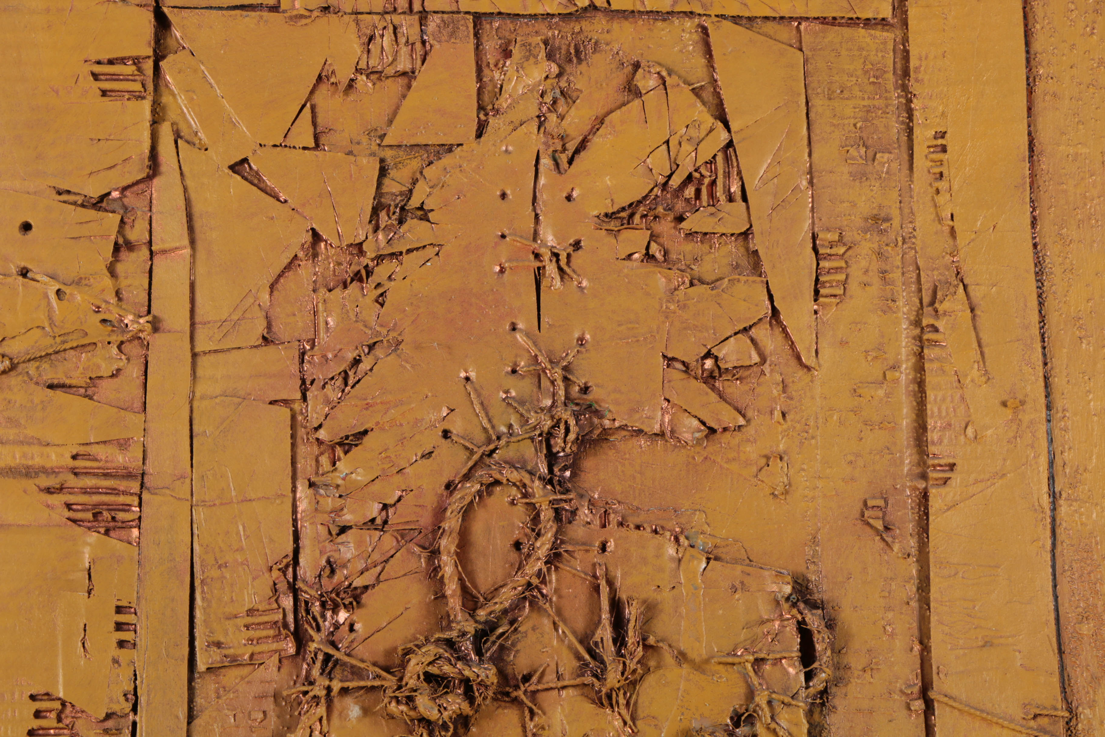 Ronald Ahlström Abstract Mixed Media Collage on Wood Board "Untitled"