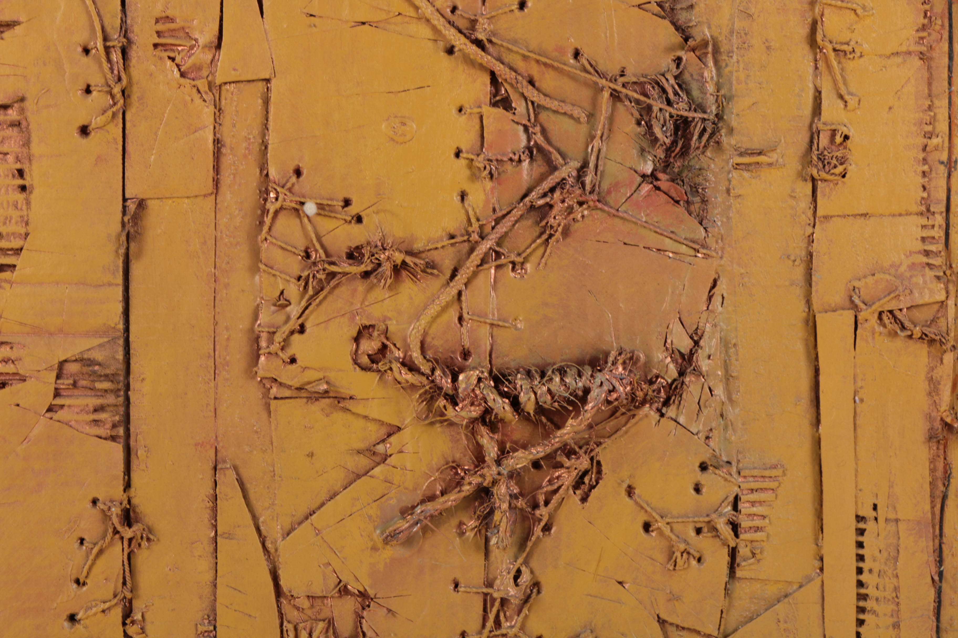 Ronald Ahlström Abstract Mixed Media Collage on Wood Board "Untitled"