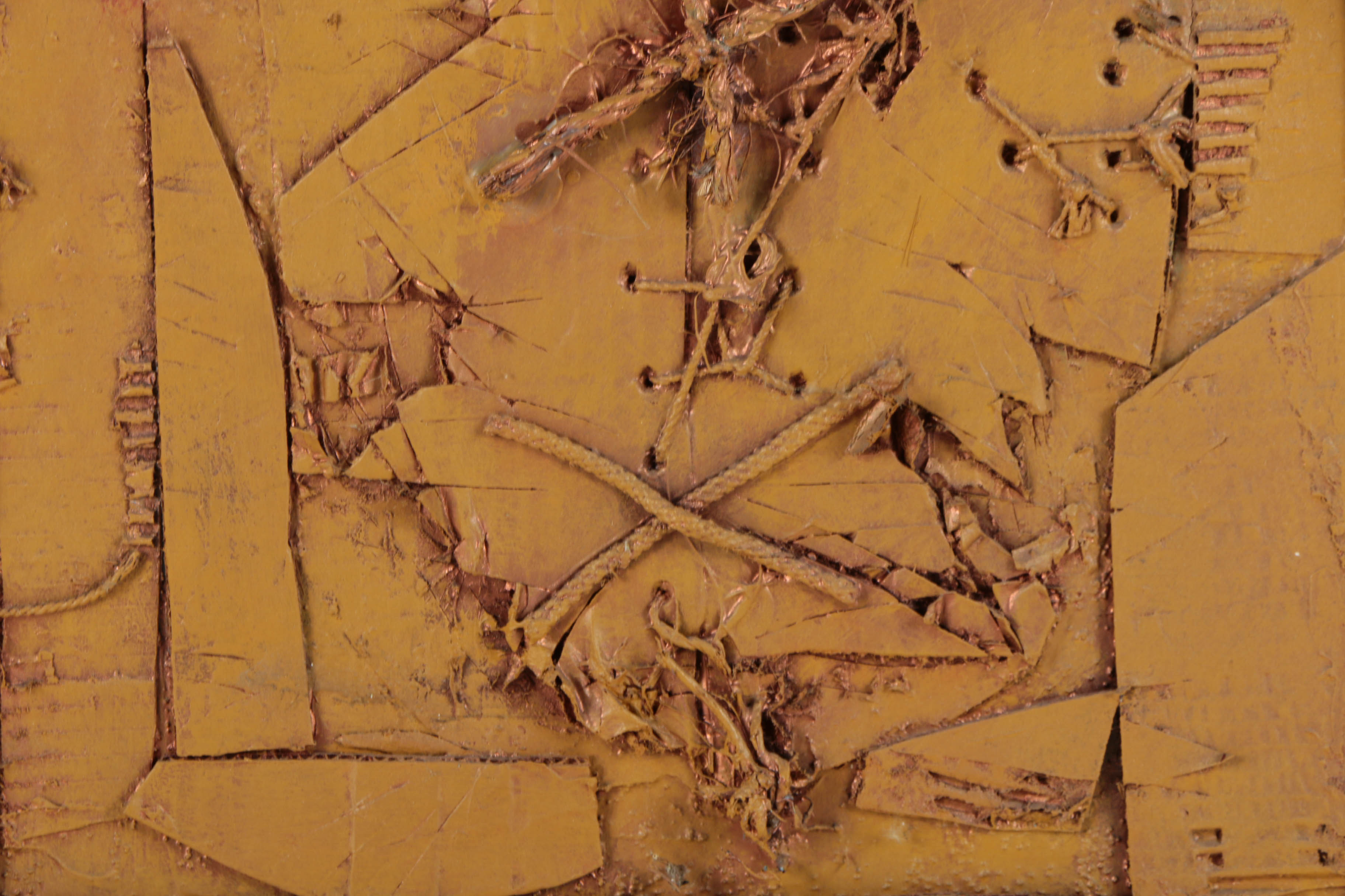 Ronald Ahlström Abstract Mixed Media Collage on Wood Board "Untitled"