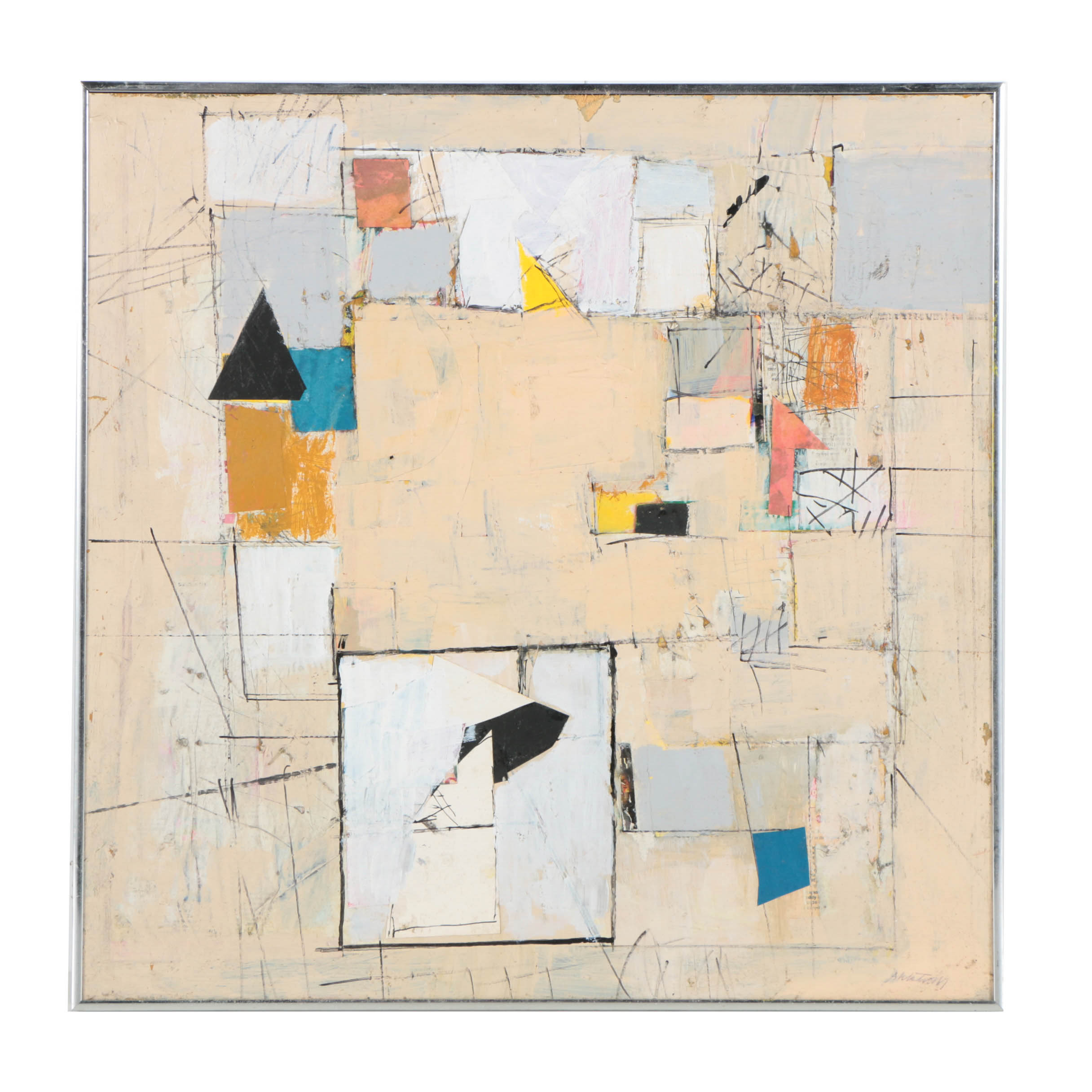 Ronald Ahlström Mixed Media Collage on Board "Untitled"