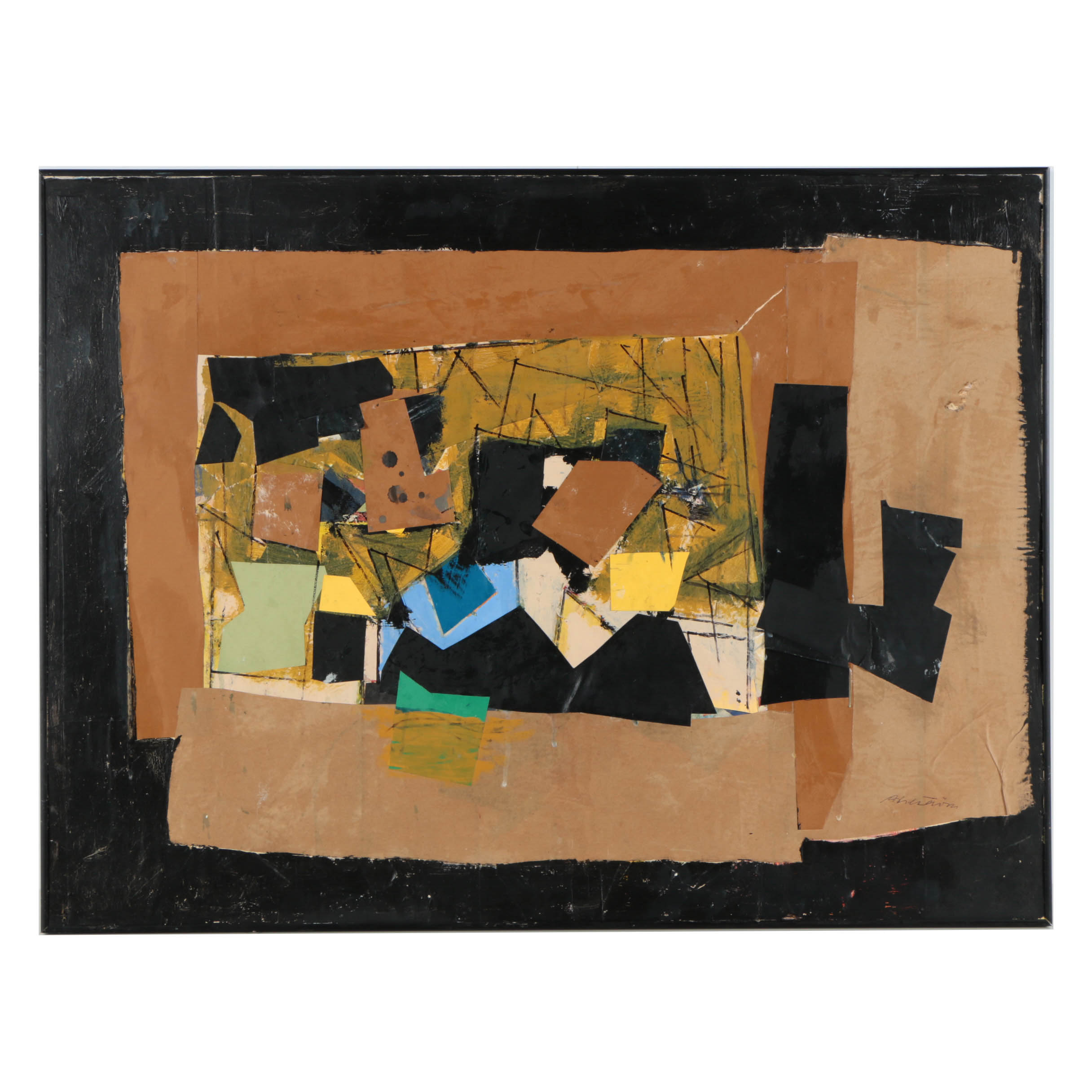 Ronald Ahlström Mixed Media Collage on Board "Untitled"