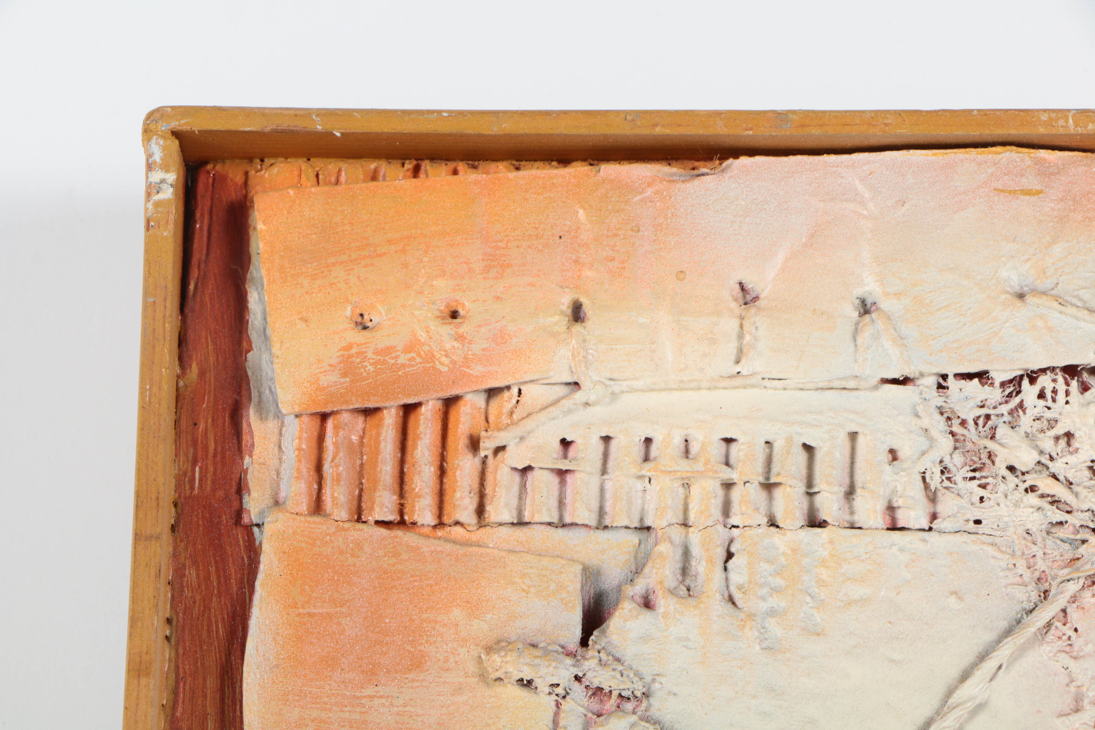 Ronald Ahlström Abstract Mixed Media Collage on Wood Board "Untitled"